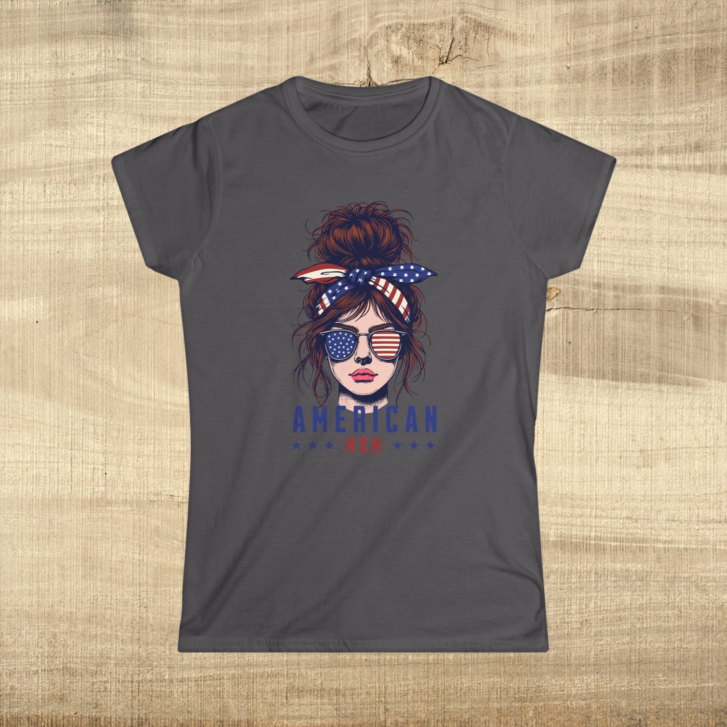 American Mom Graphic Tee, Patriotic T-Shirt for Mothers, Independence Day Apparel, Casual Summer Wear, Gifts for Moms