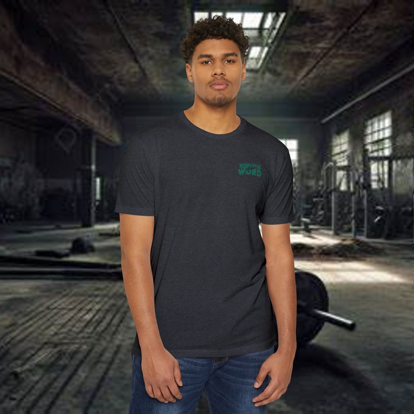 "Weightlifting with the Word" – Spiritual Spotter Tee (Next Level 6210)