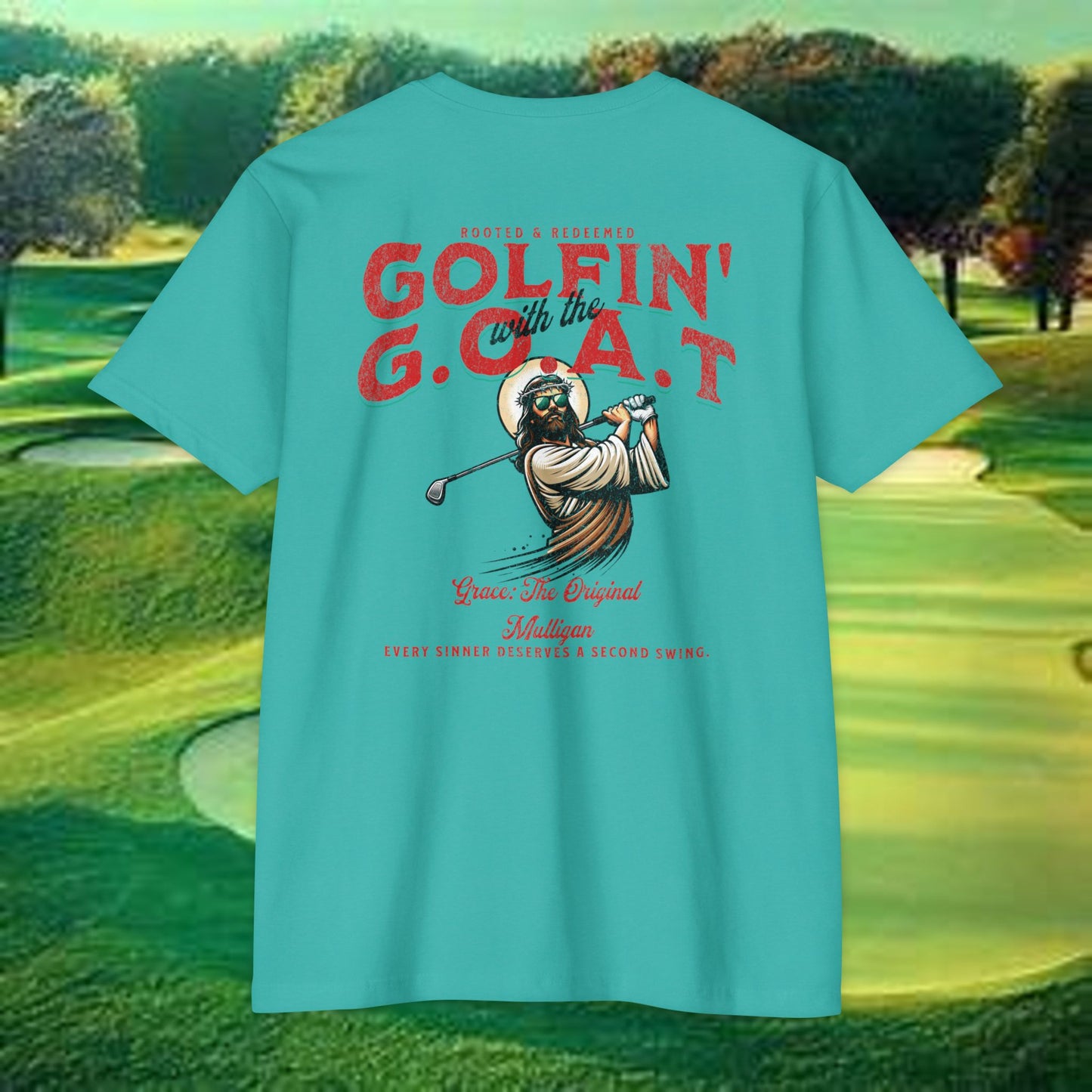 Golfin with the GOAT Tee  Jesus Golf Shirt, Mulligan Grace Christian Tee