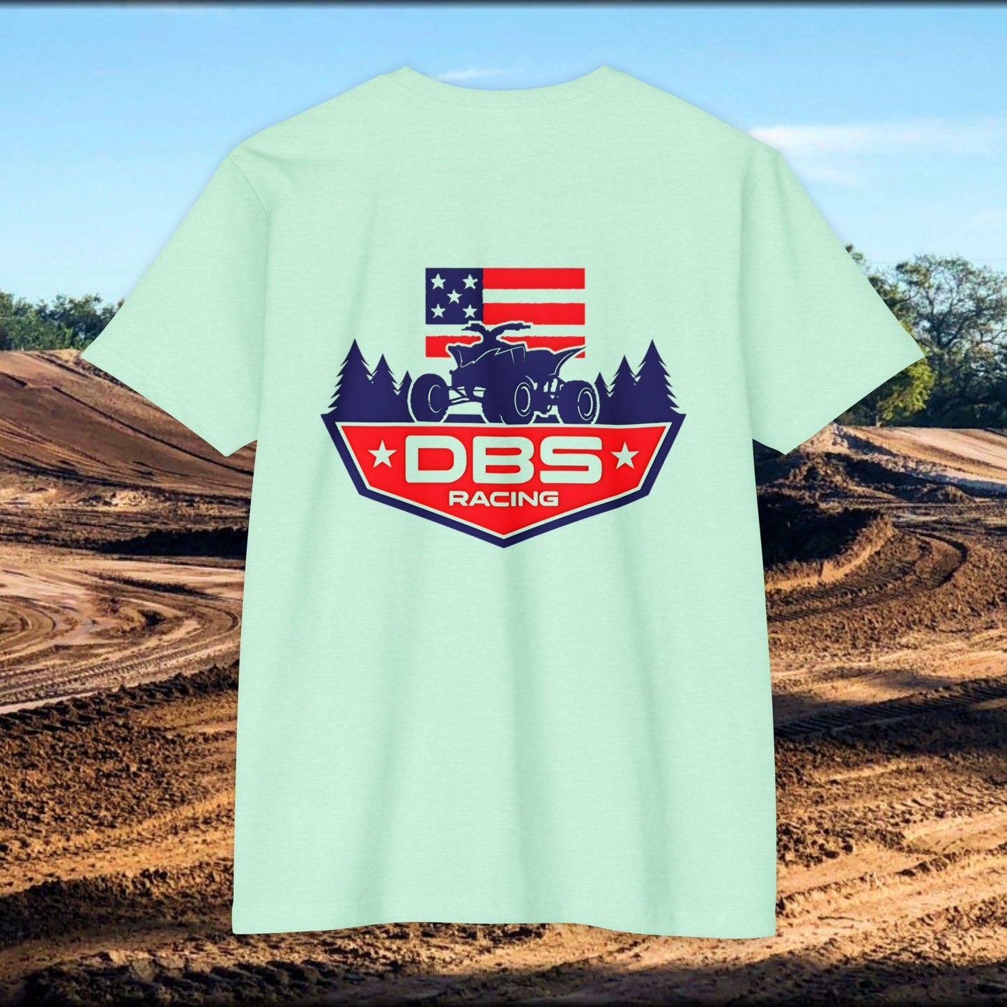 DBS Racing Unisex Sueded T-Shirt, Cool Racing Tee, Gift for Race Fans, Outdoor Adventure Gear, Patriotic Style