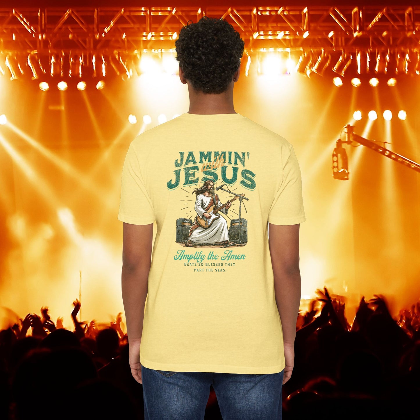 Jammin' Jesus Unisex CVC T-Shirt | Faith-Based Graphic Tee, Music Lover Gift, Casual Wear, Church Outing, Christian Apparel