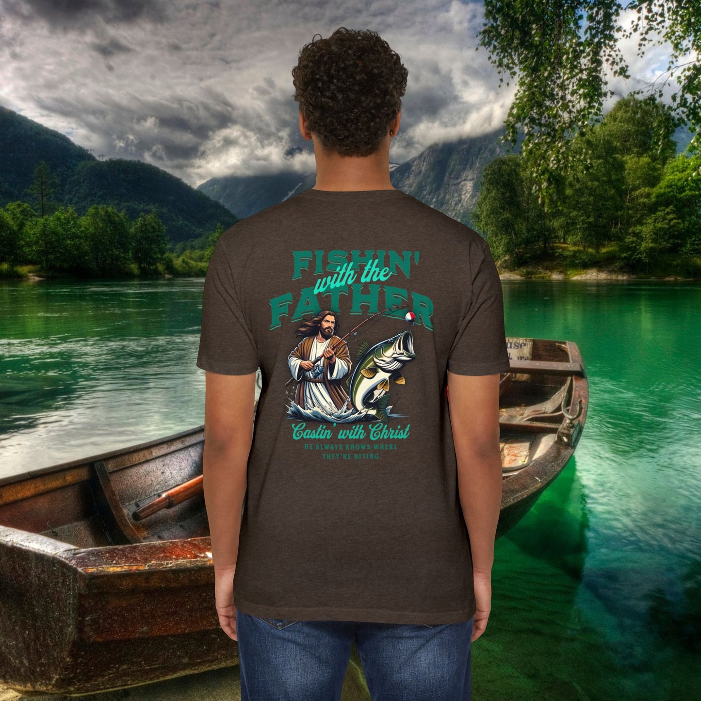 Fishing T-Shirt for Dad, Spiritual Dad Shirt, Father's Day Gift, Christian Fishing Apparel, Summer Outdoor Tee, Casual Graphic Top