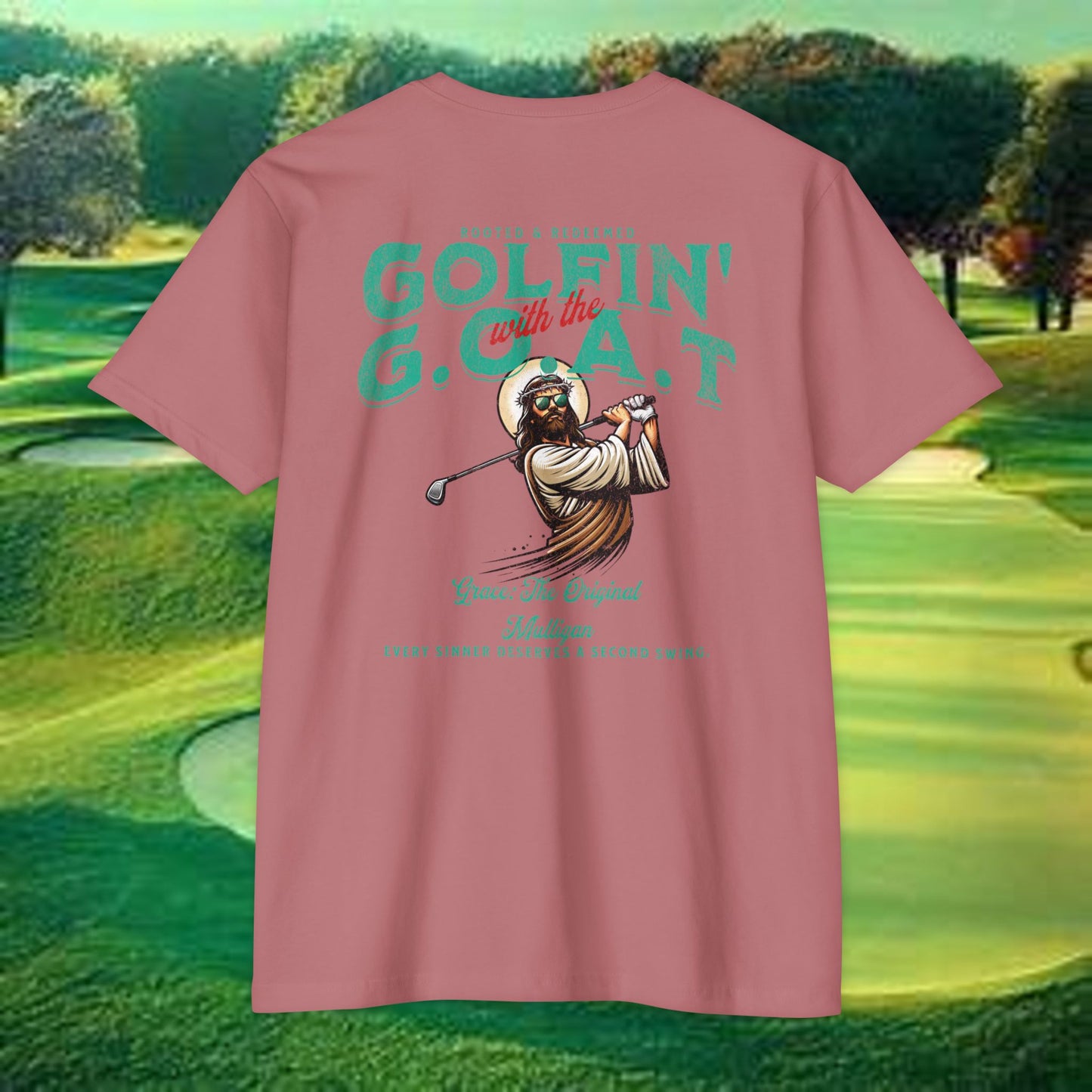Golfin with the GOAT Tee  Jesus Golf Shirt, Mulligan Grace Christian Tee
