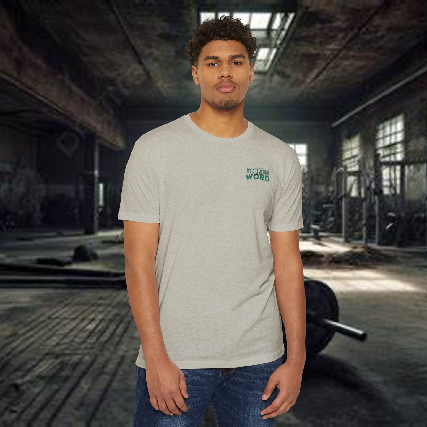 "Weightlifting with the Word" – Spiritual Spotter Tee (Next Level 6210)