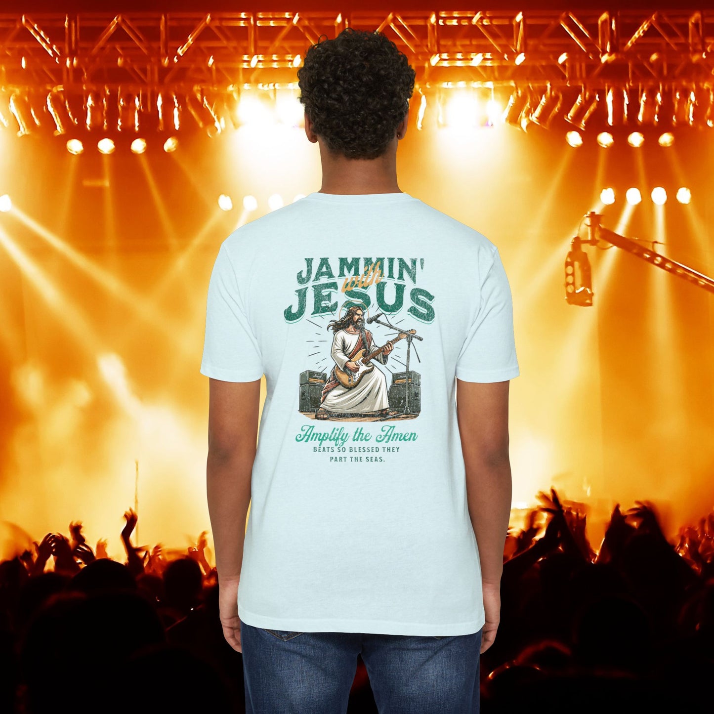 Jammin' Jesus Unisex CVC T-Shirt | Faith-Based Graphic Tee, Music Lover Gift, Casual Wear, Church Outing, Christian Apparel