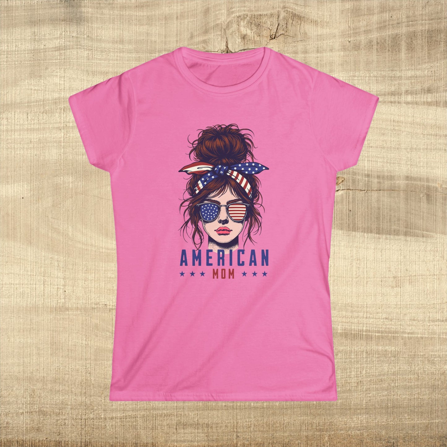 American Mom Graphic Tee, Patriotic T-Shirt for Mothers, Independence Day Apparel, Casual Summer Wear, Gifts for Moms