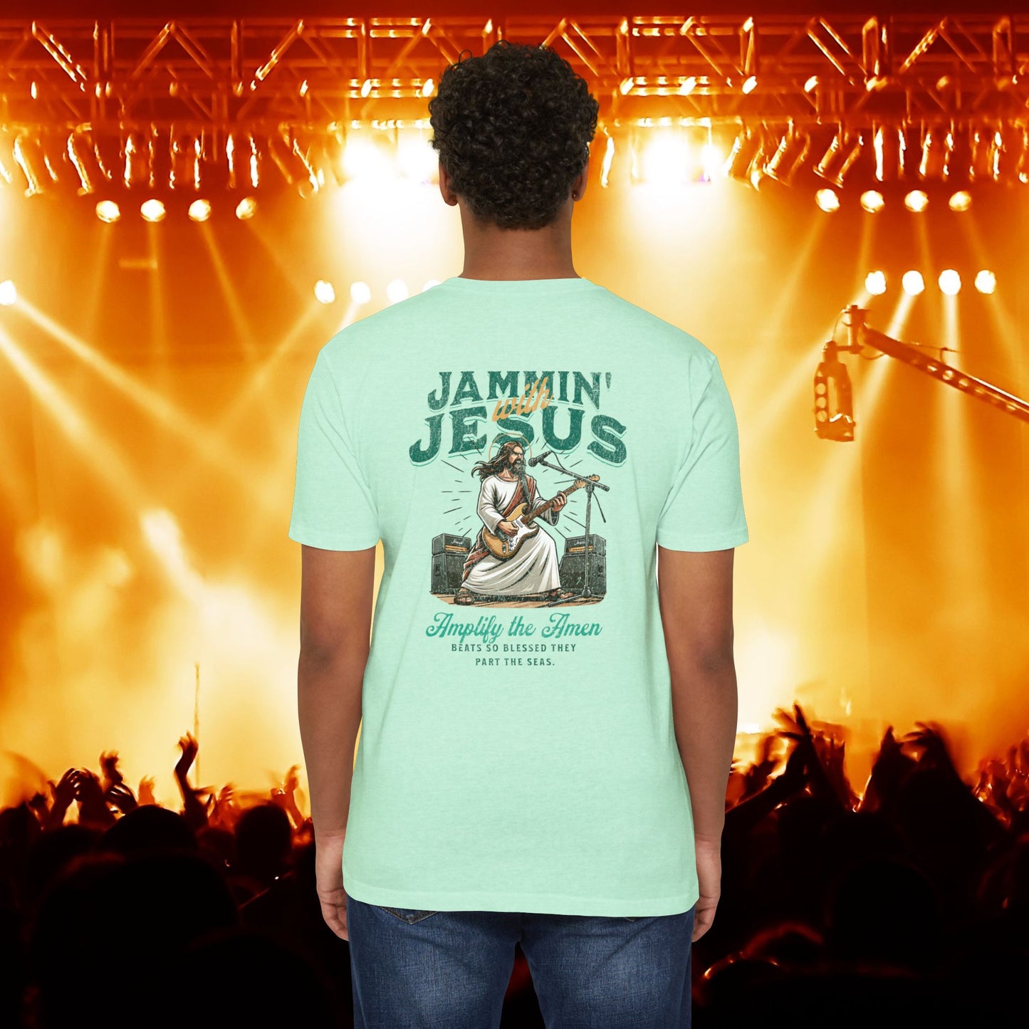 Jammin' Jesus Unisex CVC T-Shirt | Faith-Based Graphic Tee, Music Lover Gift, Casual Wear, Church Outing, Christian Apparel