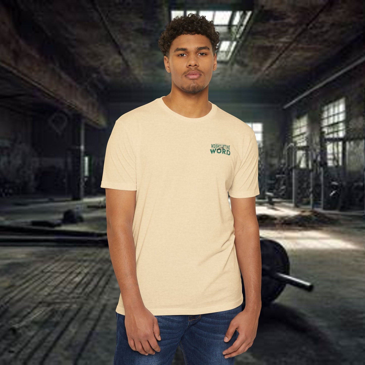 "Weightlifting with the Word" – Spiritual Spotter Tee (Next Level 6210)