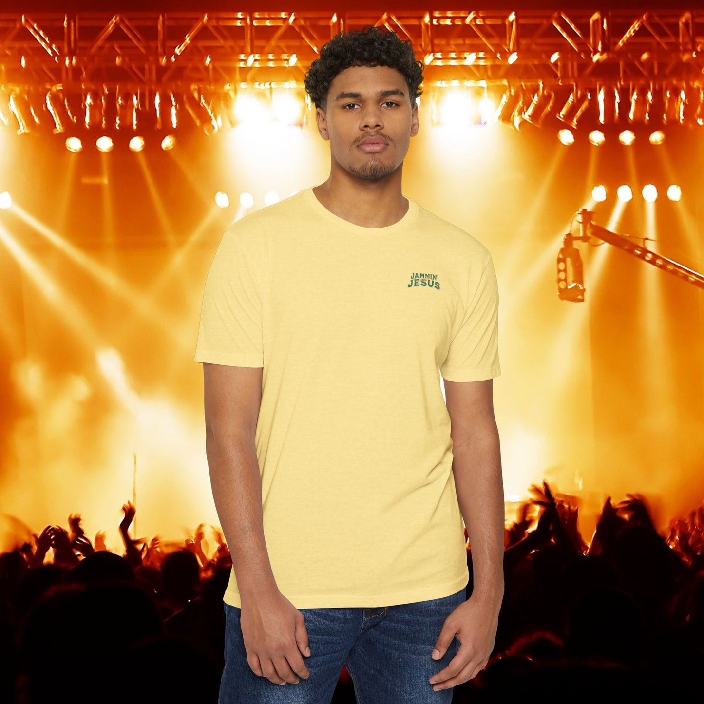 Jammin' Jesus Unisex CVC T-Shirt | Faith-Based Graphic Tee, Music Lover Gift, Casual Wear, Church Outing, Christian Apparel