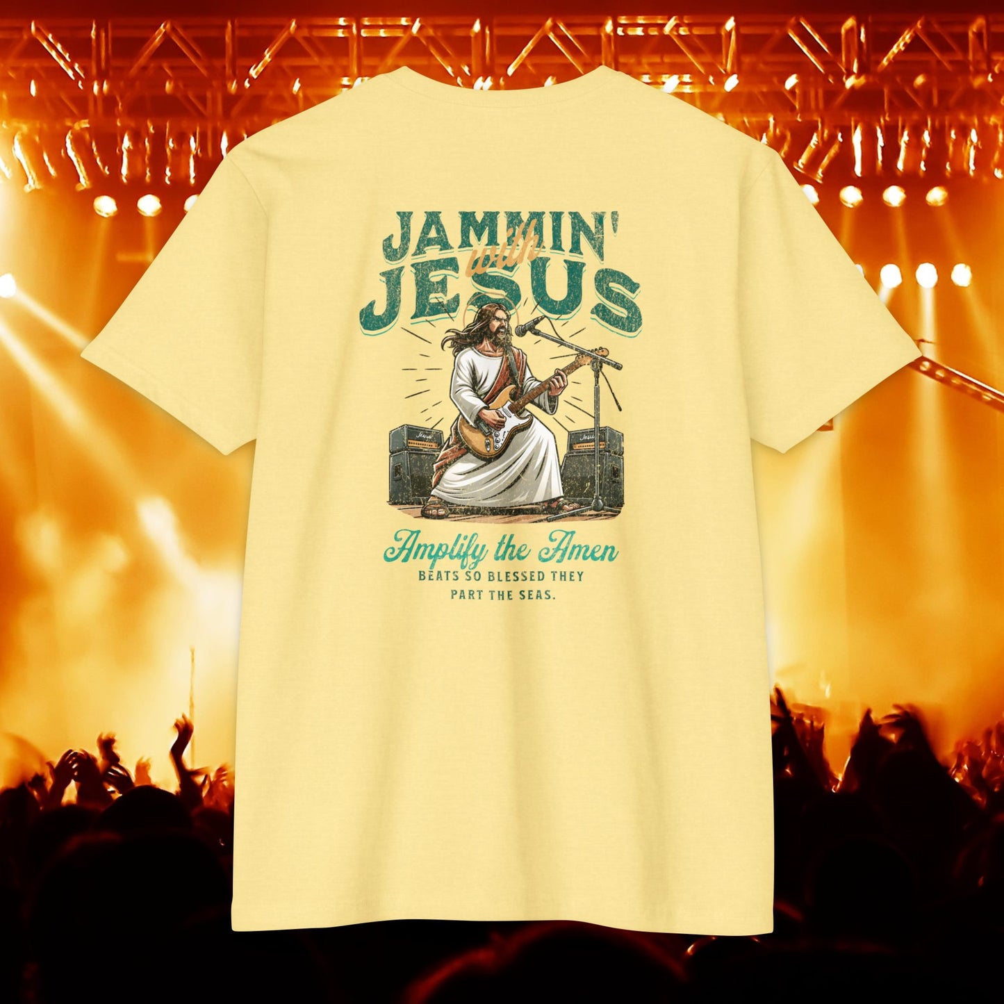 Jammin' Jesus Unisex CVC T-Shirt | Faith-Based Graphic Tee, Music Lover Gift, Casual Wear, Church Outing, Christian Apparel