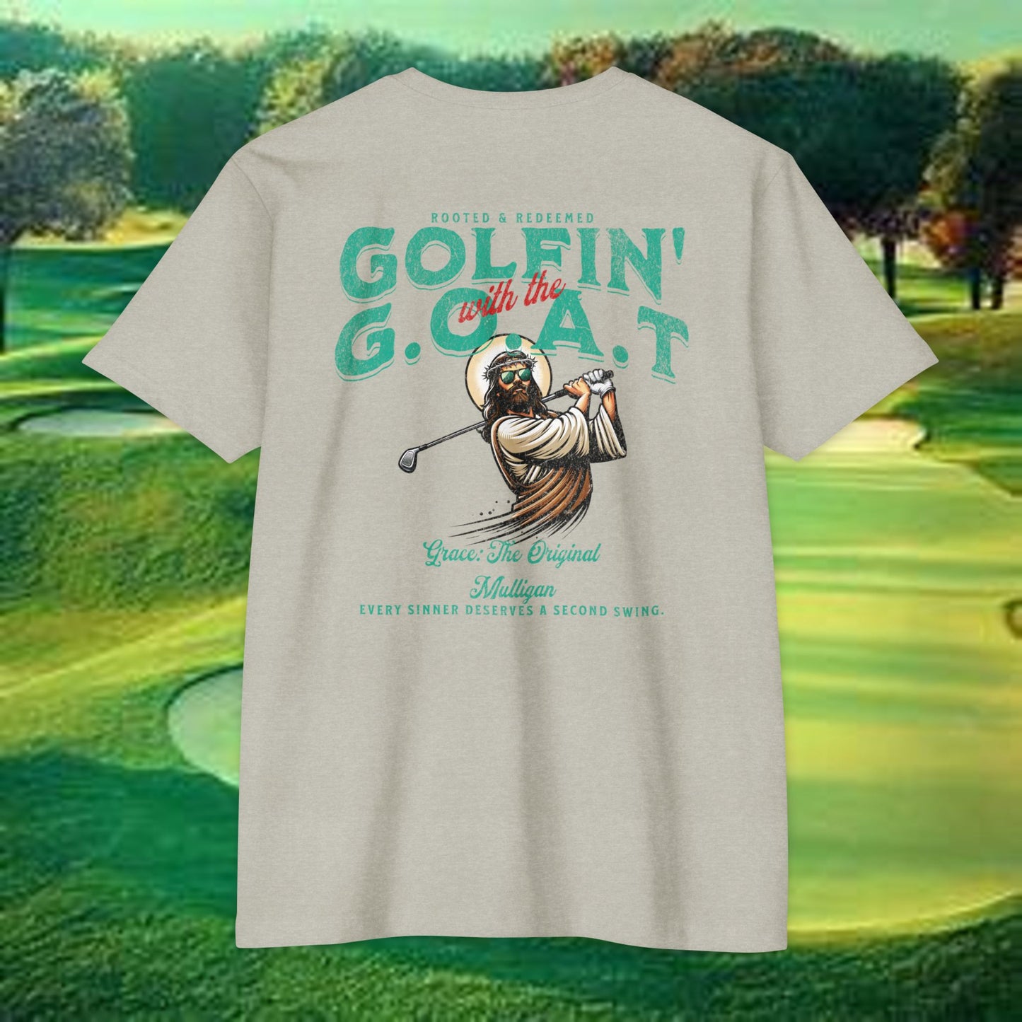 Golfin with the GOAT Tee  Jesus Golf Shirt, Mulligan Grace Christian Tee