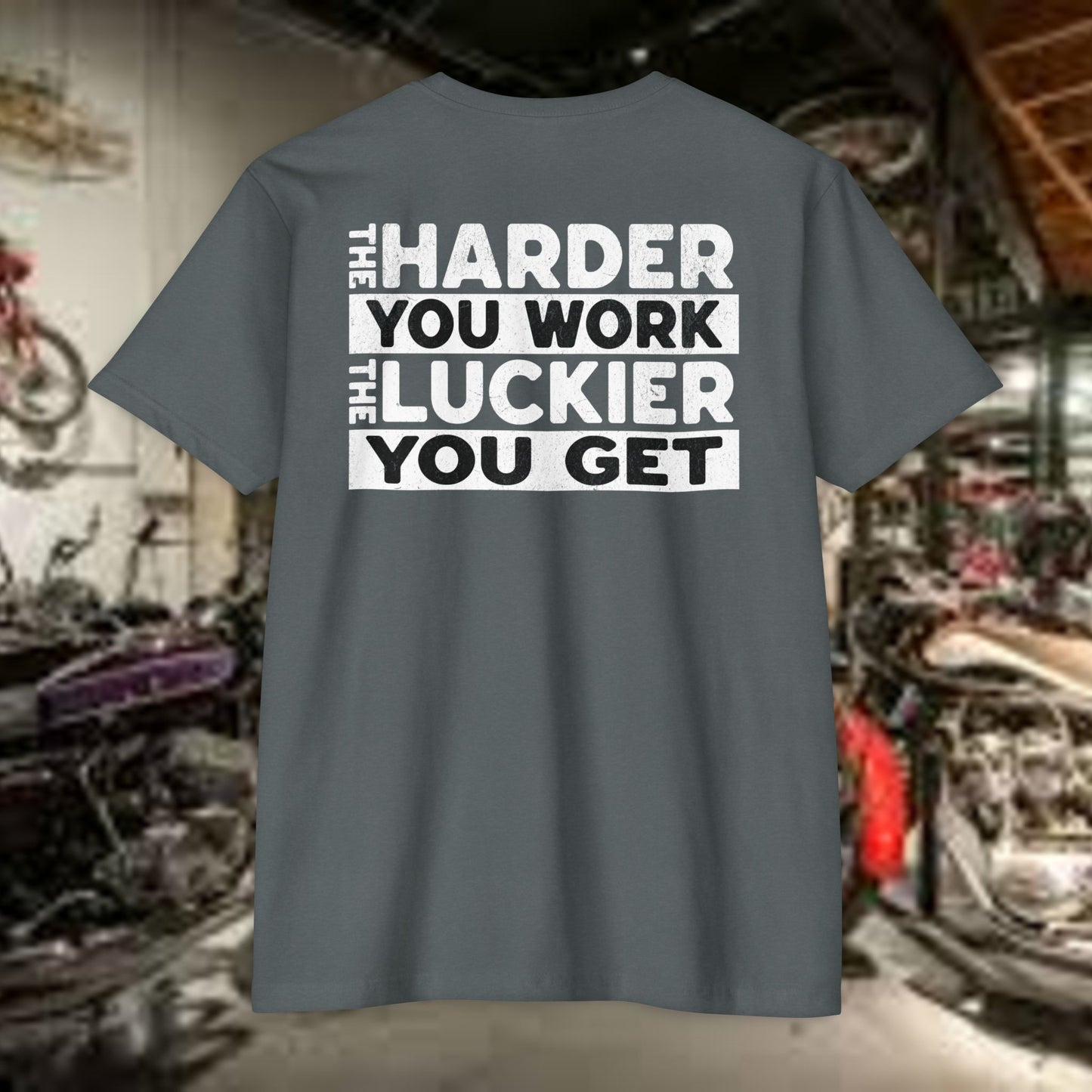 Hard Work = Luck Tee – Grit & Grind Motivational Shirt (Next Level 6210)
