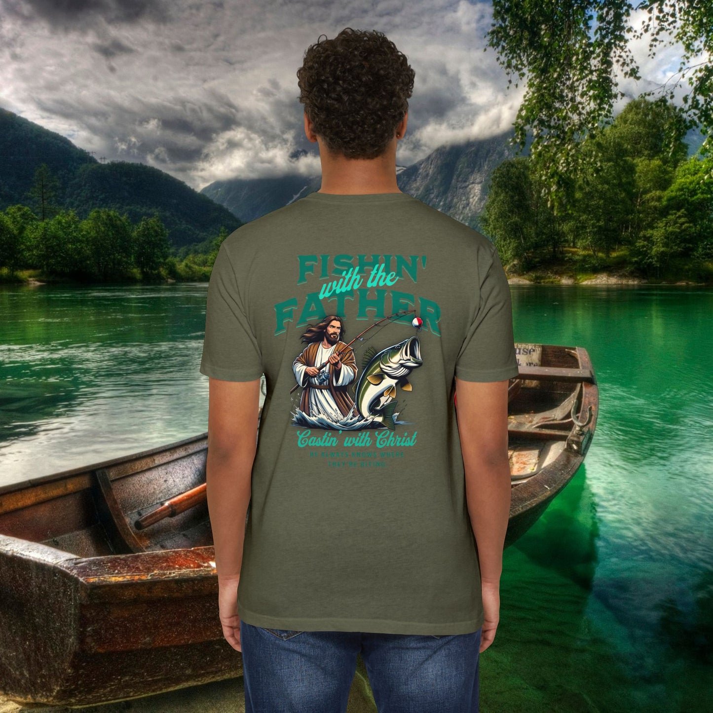 Fishing T-Shirt for Dad, Spiritual Dad Shirt, Father's Day Gift, Christian Fishing Apparel, Summer Outdoor Tee, Casual Graphic Top