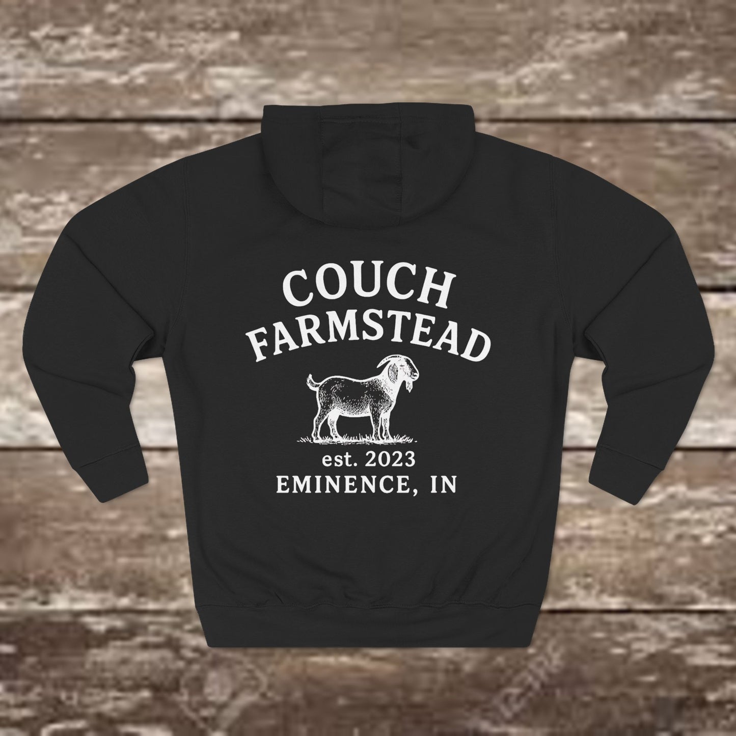 Couch Farmstead Hoodie — Vintage Goat Farm Logo Pullover