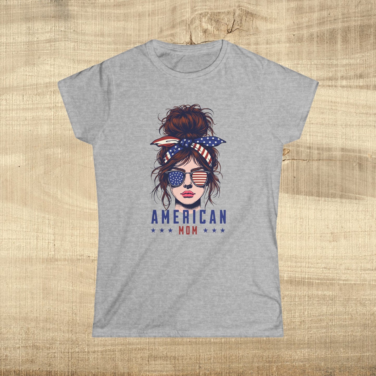 American Mom Graphic Tee, Patriotic T-Shirt for Mothers, Independence Day Apparel, Casual Summer Wear, Gifts for Moms