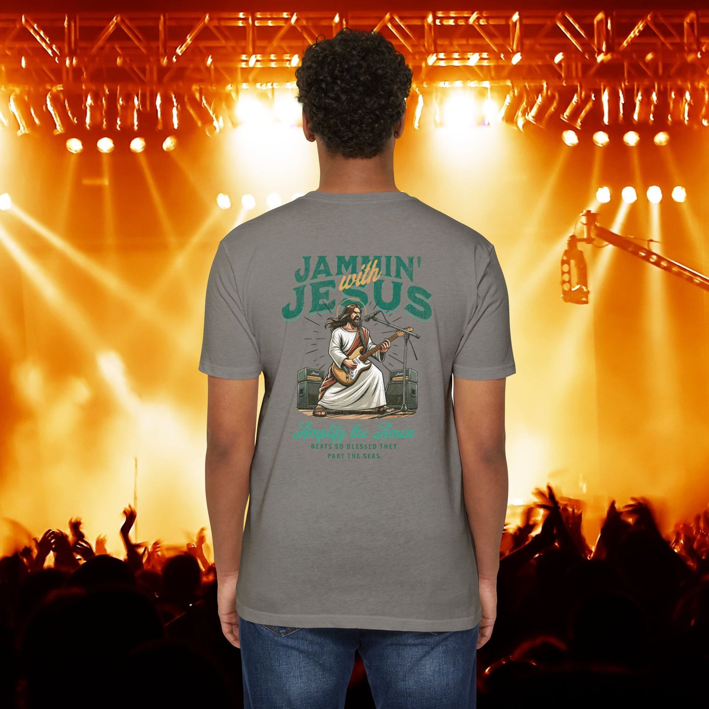 Jammin' Jesus Unisex CVC T-Shirt | Faith-Based Graphic Tee, Music Lover Gift, Casual Wear, Church Outing, Christian Apparel