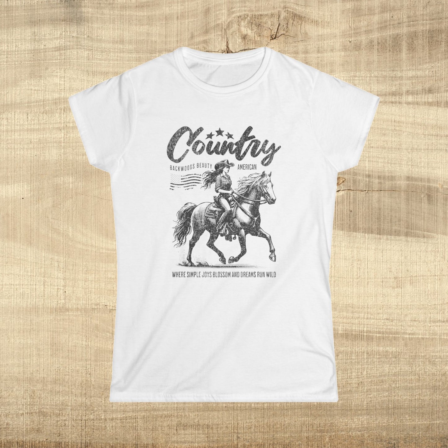Country Girl Horse Shirt Western Cowgirl Graphic Tee Backwoods Beauty Top