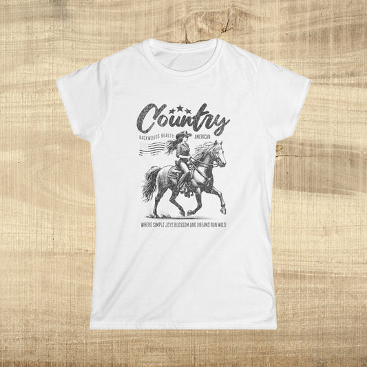 Country Girl Horse Shirt Western Cowgirl Graphic Tee Backwoods Beauty Top