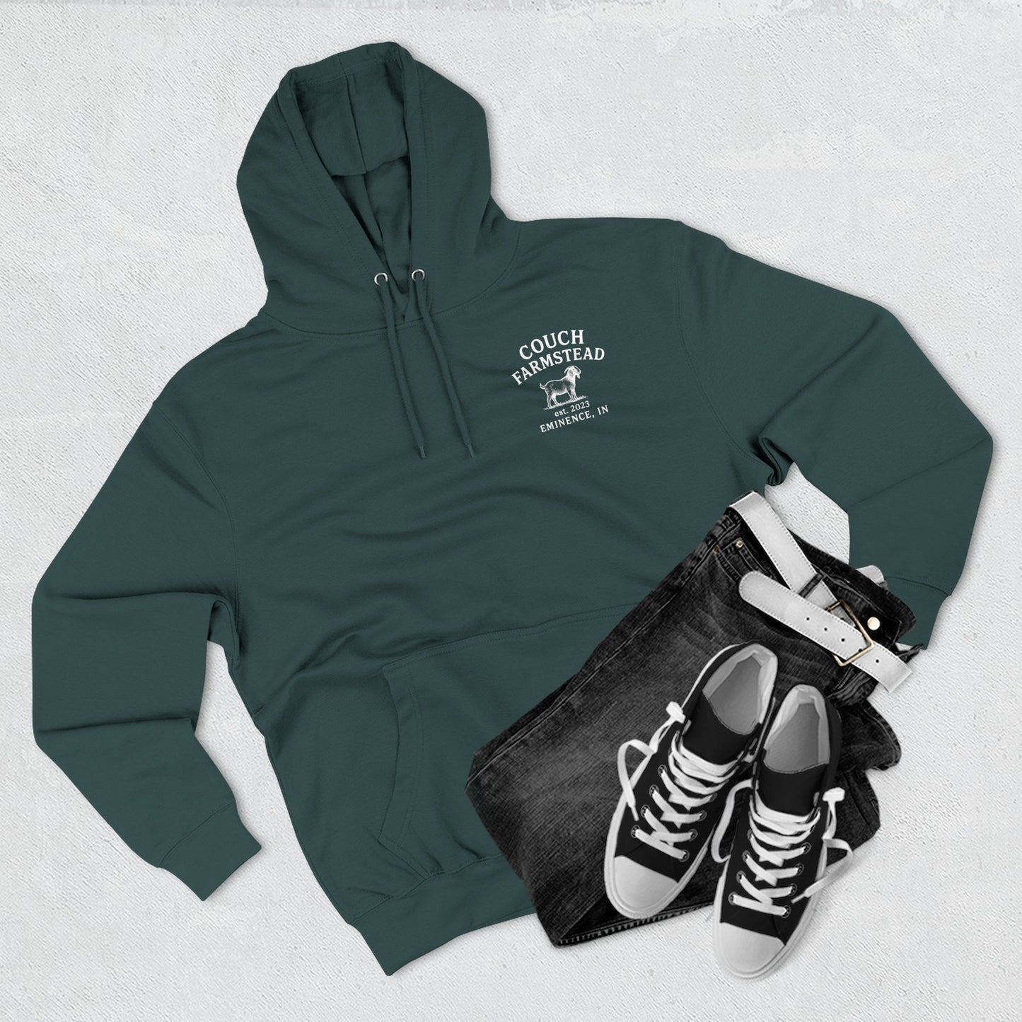 Couch Farmstead Hoodie — Vintage Goat Farm Logo Pullover