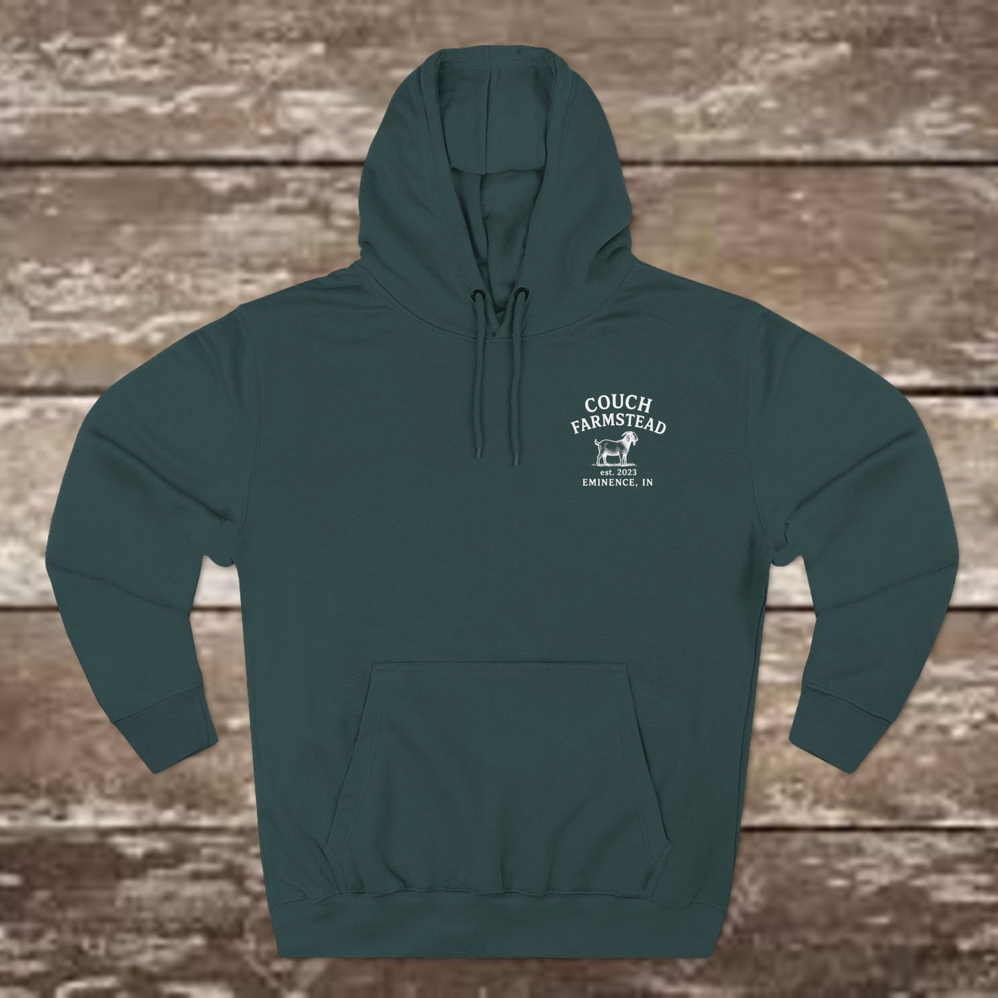 Couch Farmstead Hoodie — Vintage Goat Farm Logo Pullover