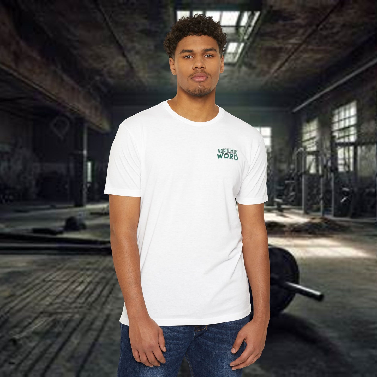 "Weightlifting with the Word" – Spiritual Spotter Tee (Next Level 6210)