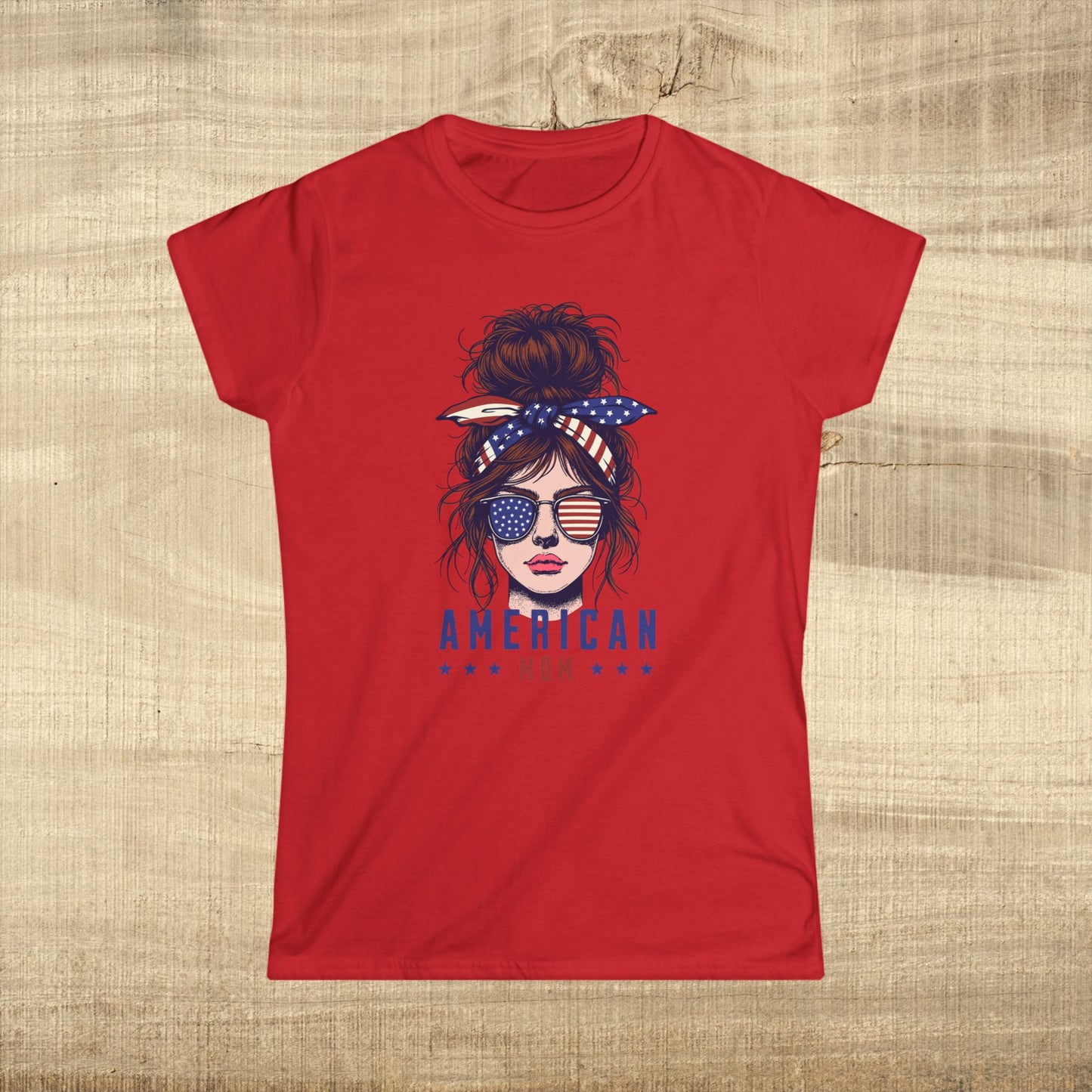 American Mom Graphic Tee, Patriotic T-Shirt for Mothers, Independence Day Apparel, Casual Summer Wear, Gifts for Moms
