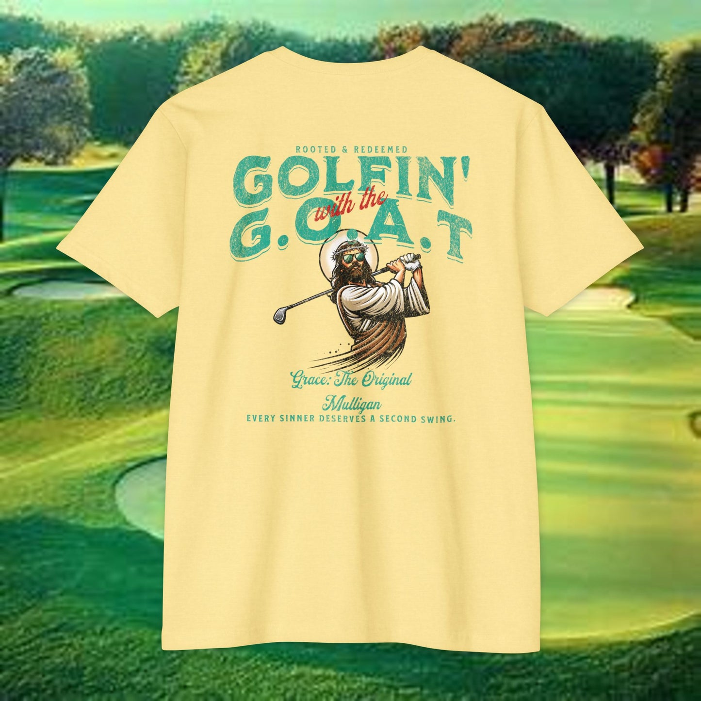 Golfin with the GOAT Tee  Jesus Golf Shirt, Mulligan Grace Christian Tee