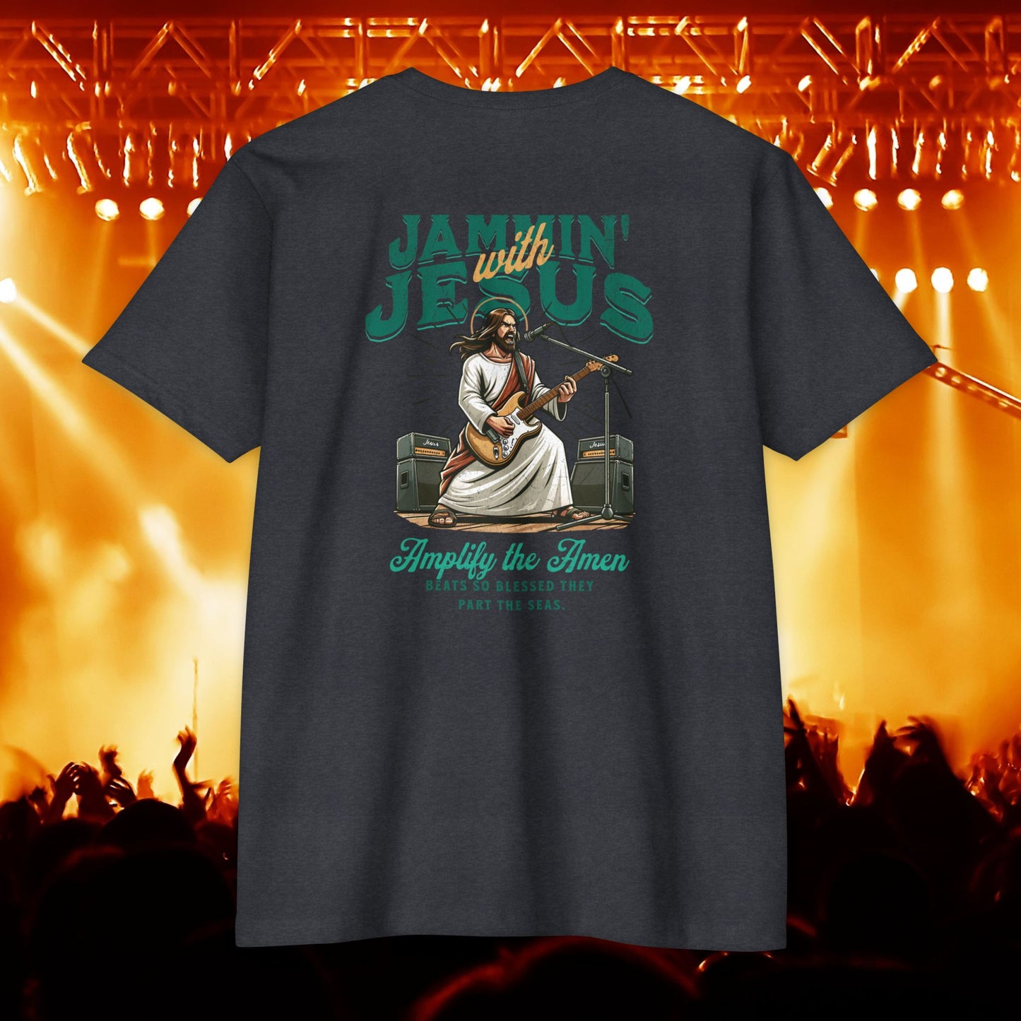 Jammin' Jesus Unisex CVC T-Shirt | Faith-Based Graphic Tee, Music Lover Gift, Casual Wear, Church Outing, Christian Apparel