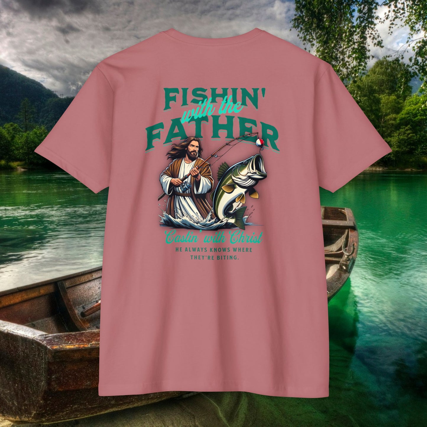 Fishing T-Shirt for Dad, Spiritual Dad Shirt, Father's Day Gift, Christian Fishing Apparel, Summer Outdoor Tee, Casual Graphic Top