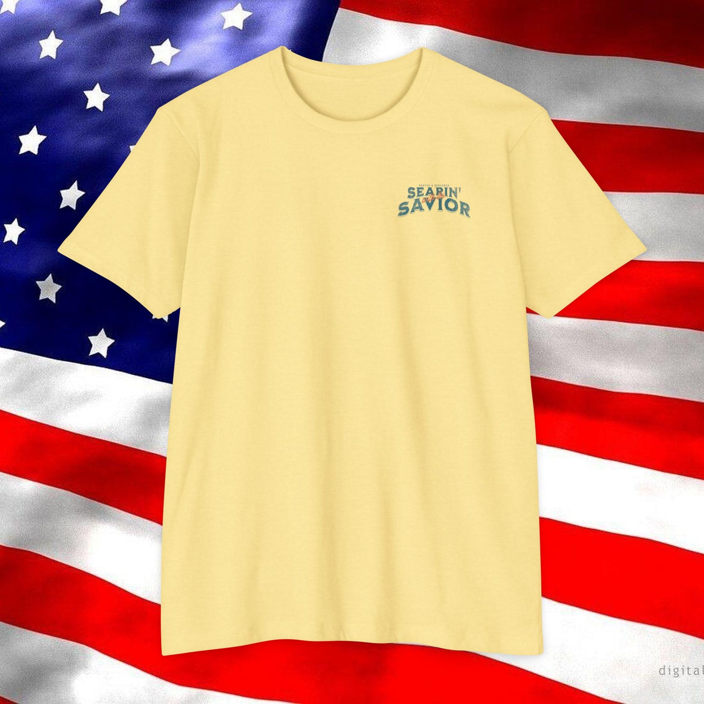 Searin’ with the Savior – Fire & Faith Tee (Next Level 6210)