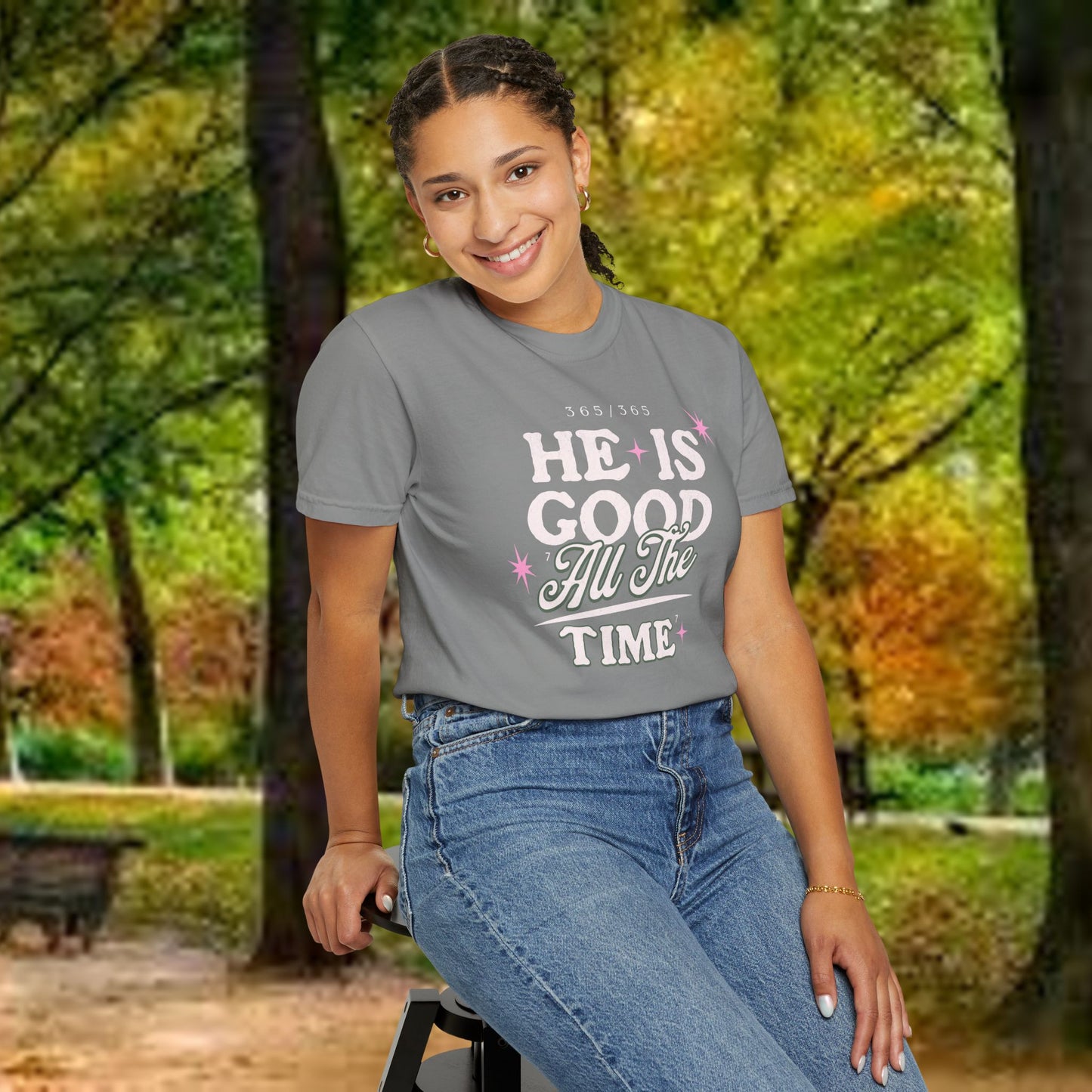"He Is Good All The Time" Comfort Colors® 1717 Christian Tee