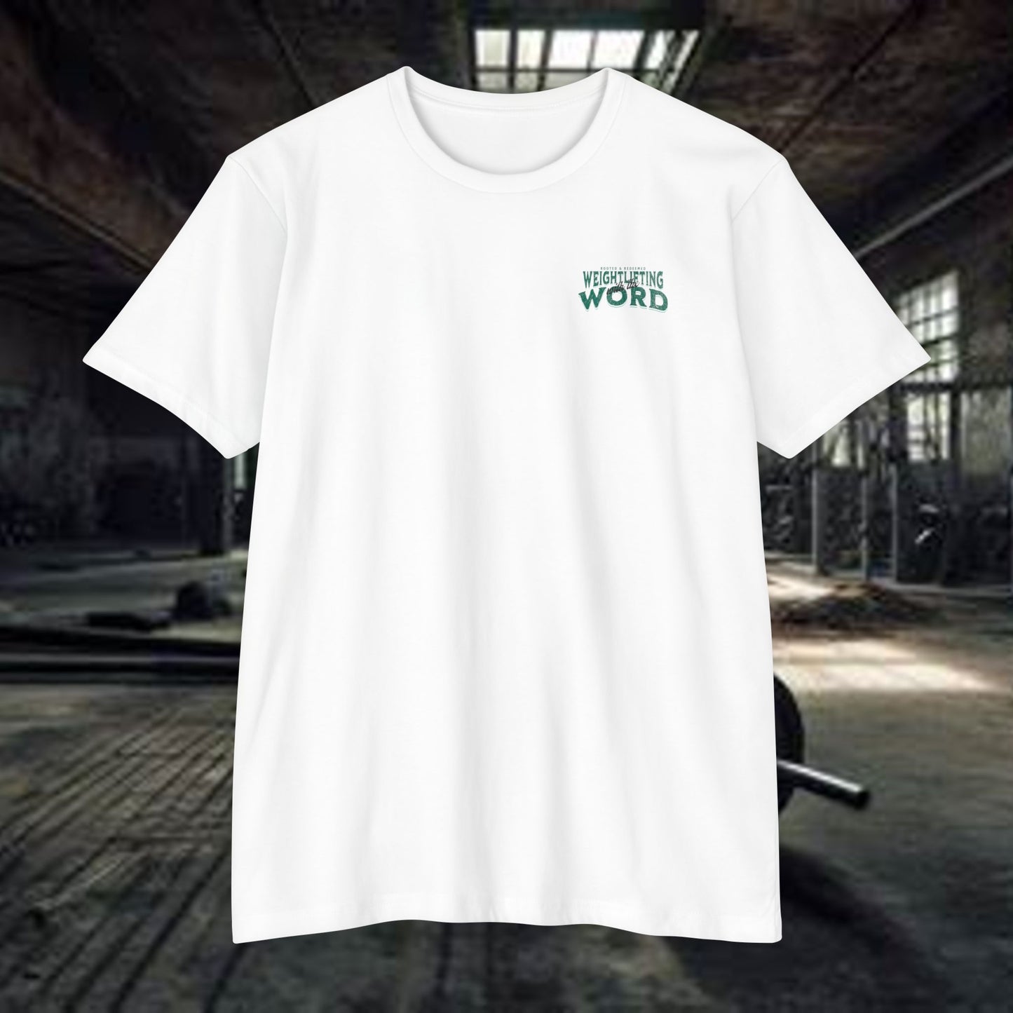 "Weightlifting with the Word" – Spiritual Spotter Tee (Next Level 6210)