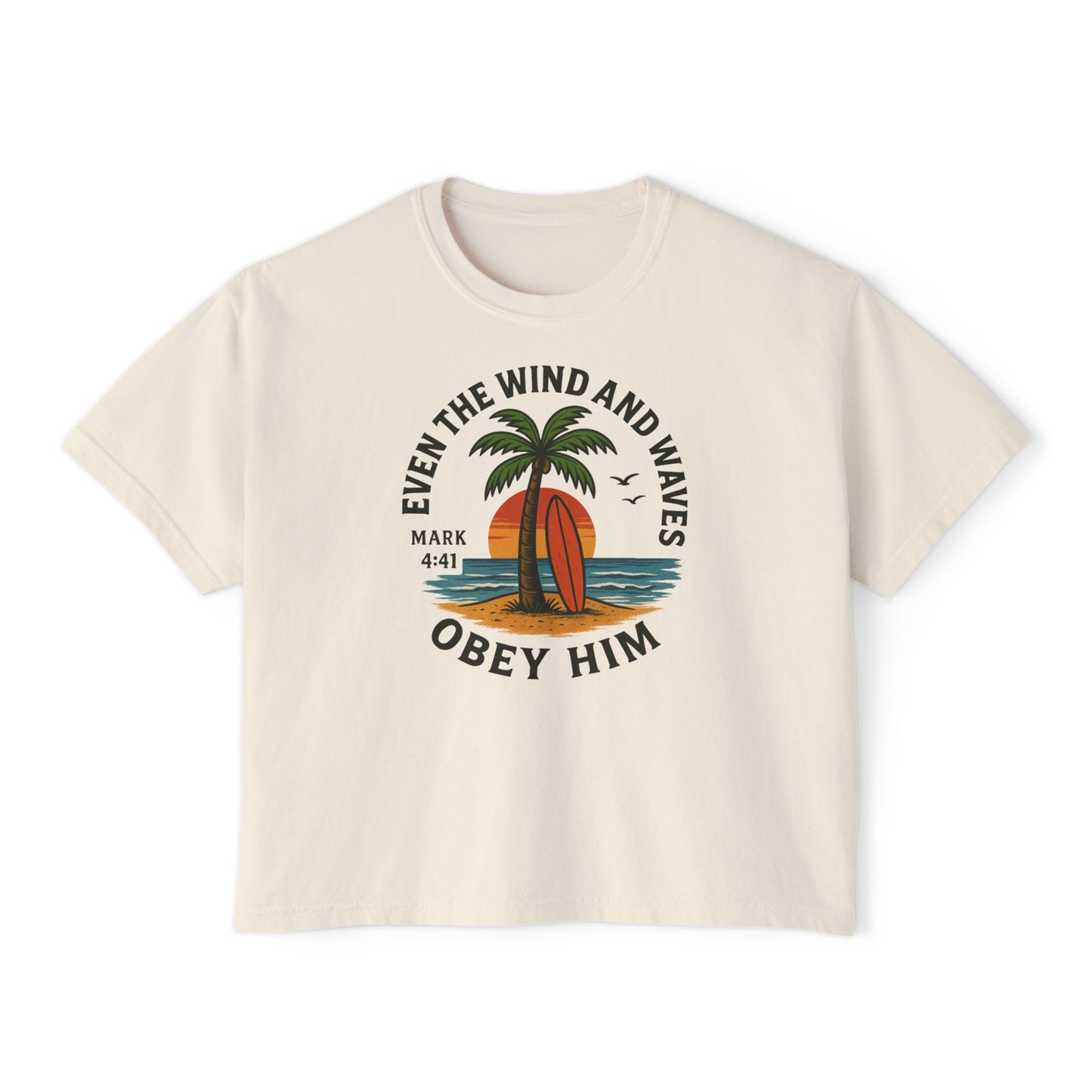Surf-Inspired Women's Boxy Tee - Perfect for Beach Days, Summer Casual Wear, Christian Gifts, Inspirational Tee, Relaxed Fit T-Shirt