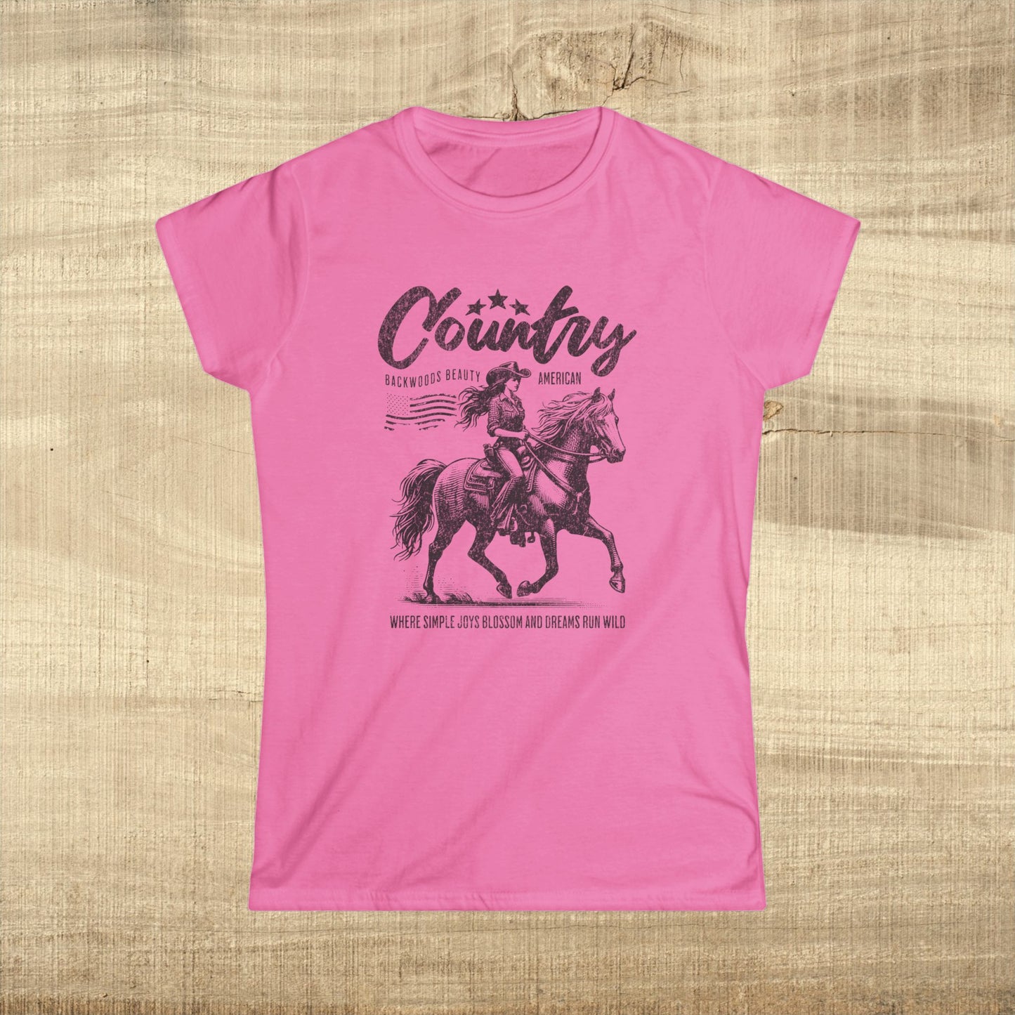Country Girl Horse Shirt Western Cowgirl Graphic Tee Backwoods Beauty Top