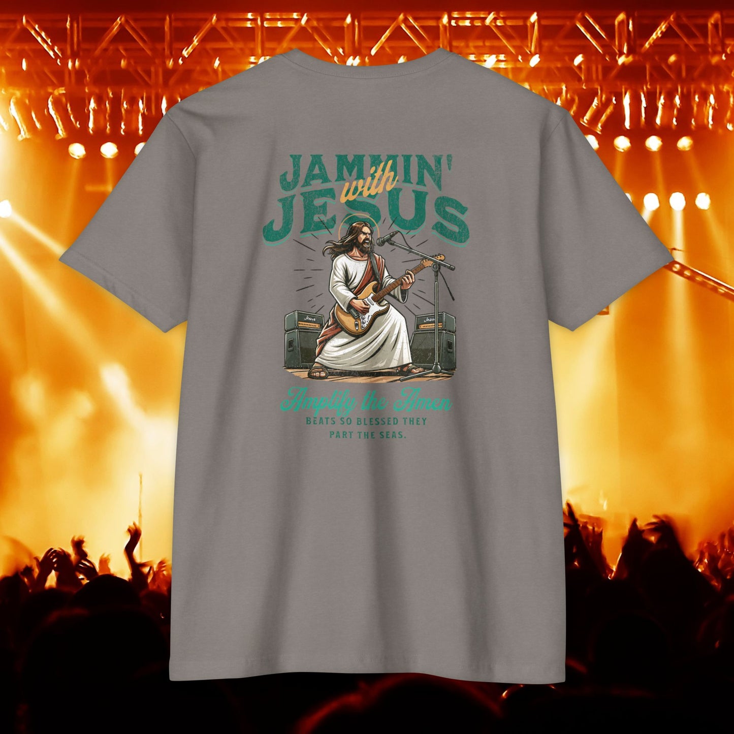 Jammin' Jesus Unisex CVC T-Shirt | Faith-Based Graphic Tee, Music Lover Gift, Casual Wear, Church Outing, Christian Apparel