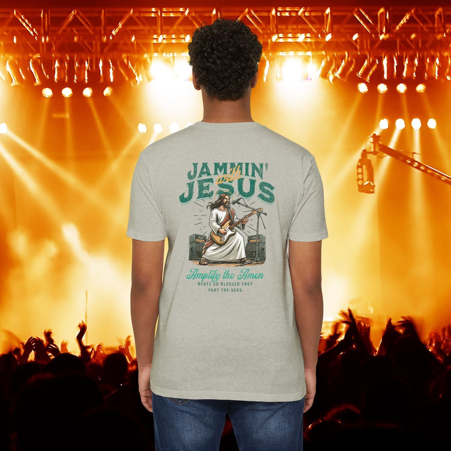 Jammin' Jesus Unisex CVC T-Shirt | Faith-Based Graphic Tee, Music Lover Gift, Casual Wear, Church Outing, Christian Apparel