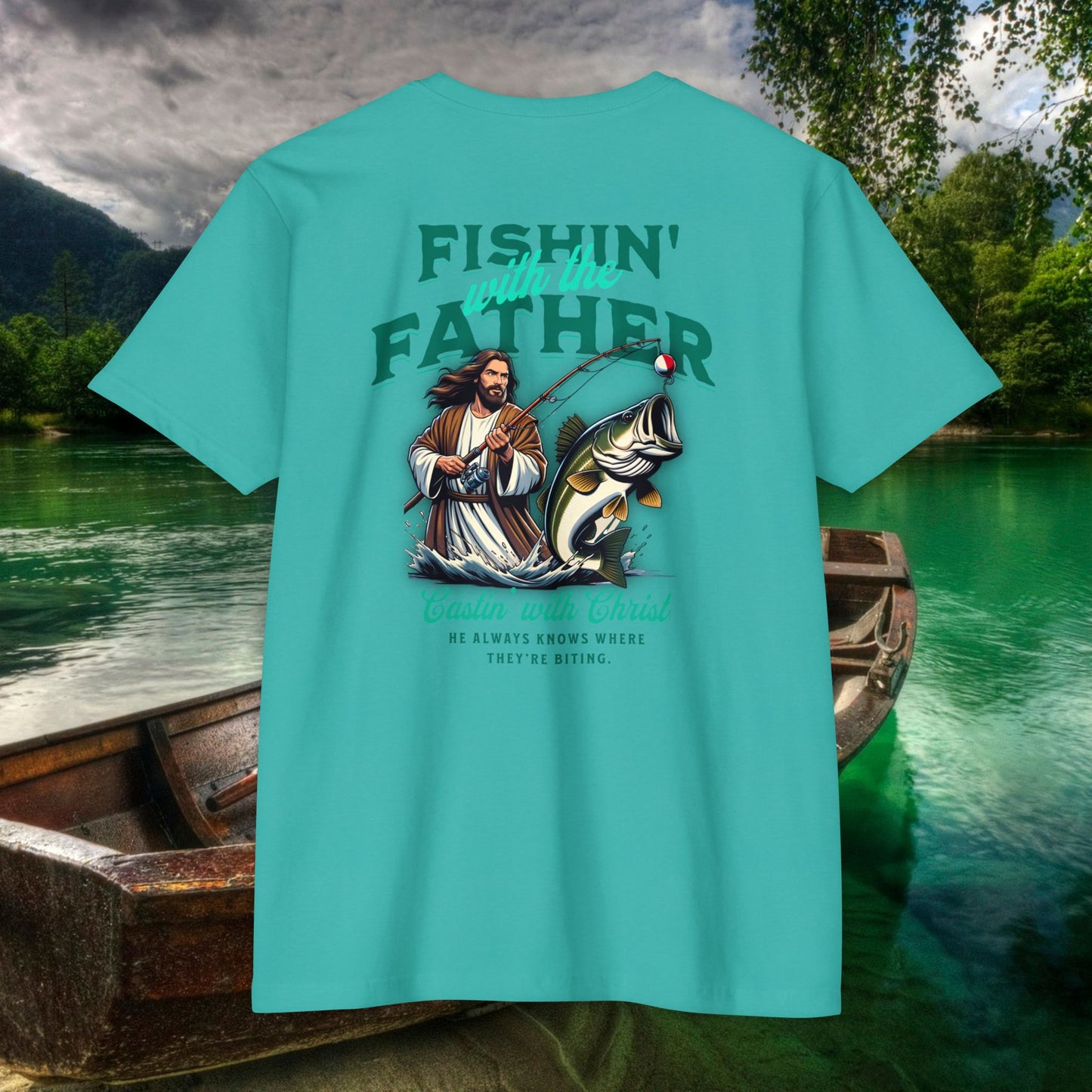 Fishing T-Shirt for Dad, Spiritual Dad Shirt, Father's Day Gift, Christian Fishing Apparel, Summer Outdoor Tee, Casual Graphic Top