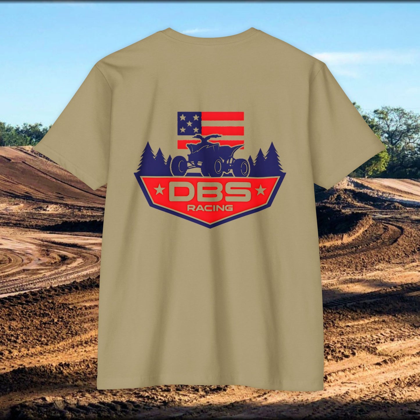 DBS Racing Unisex Sueded T-Shirt, Cool Racing Tee, Gift for Race Fans, Outdoor Adventure Gear, Patriotic Style