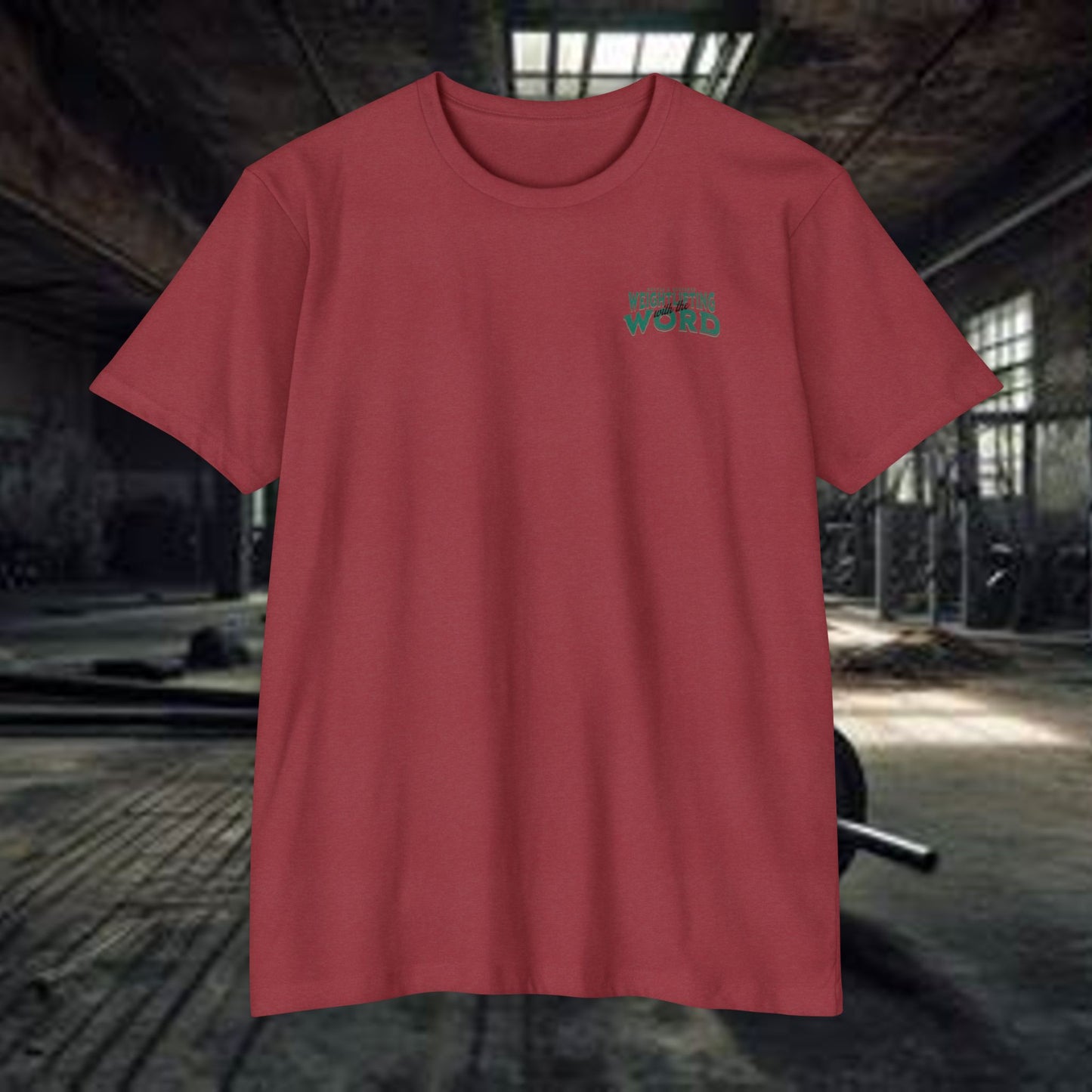 "Weightlifting with the Word" – Spiritual Spotter Tee (Next Level 6210)
