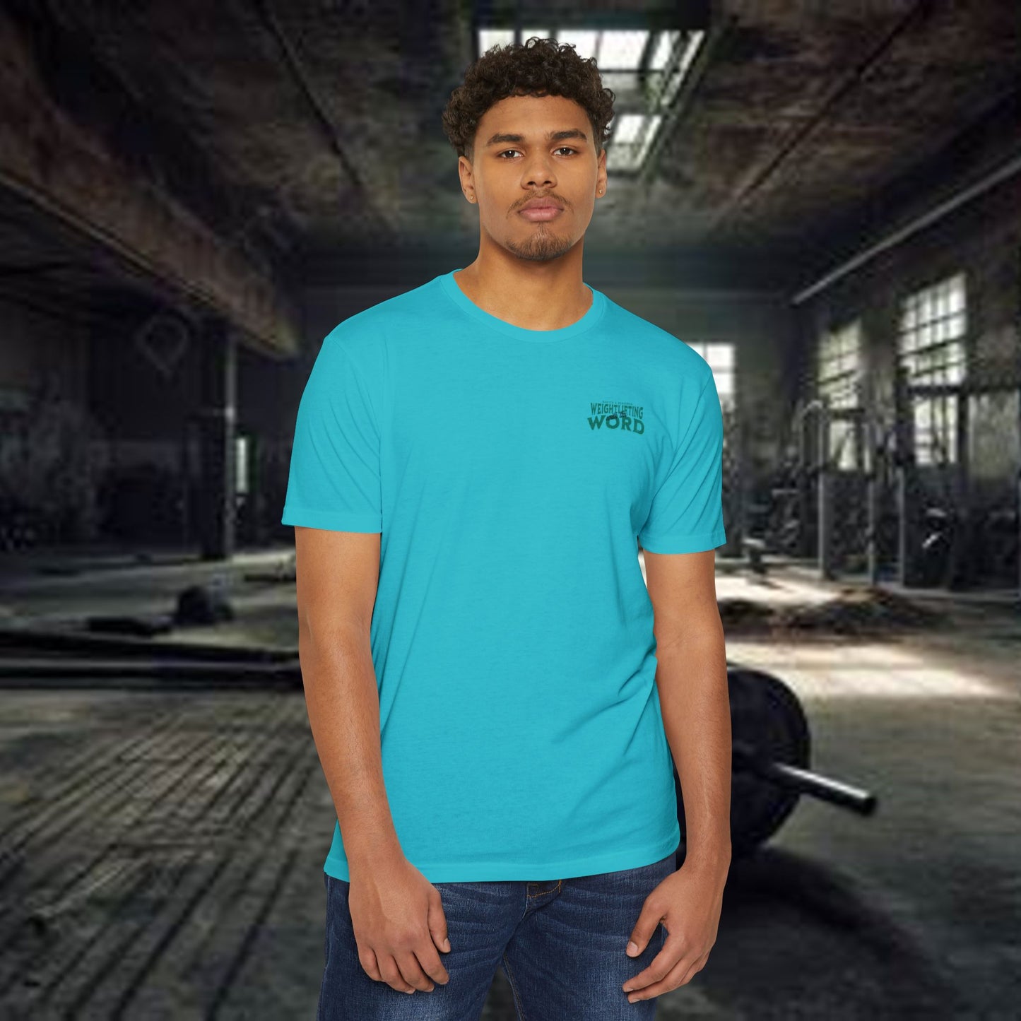"Weightlifting with the Word" – Spiritual Spotter Tee (Next Level 6210)
