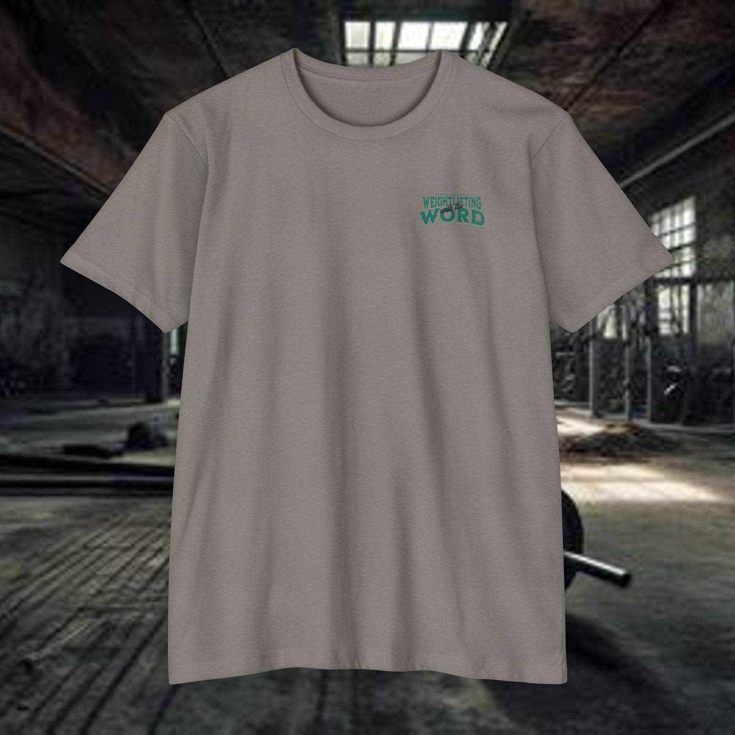 "Weightlifting with the Word" – Spiritual Spotter Tee (Next Level 6210)