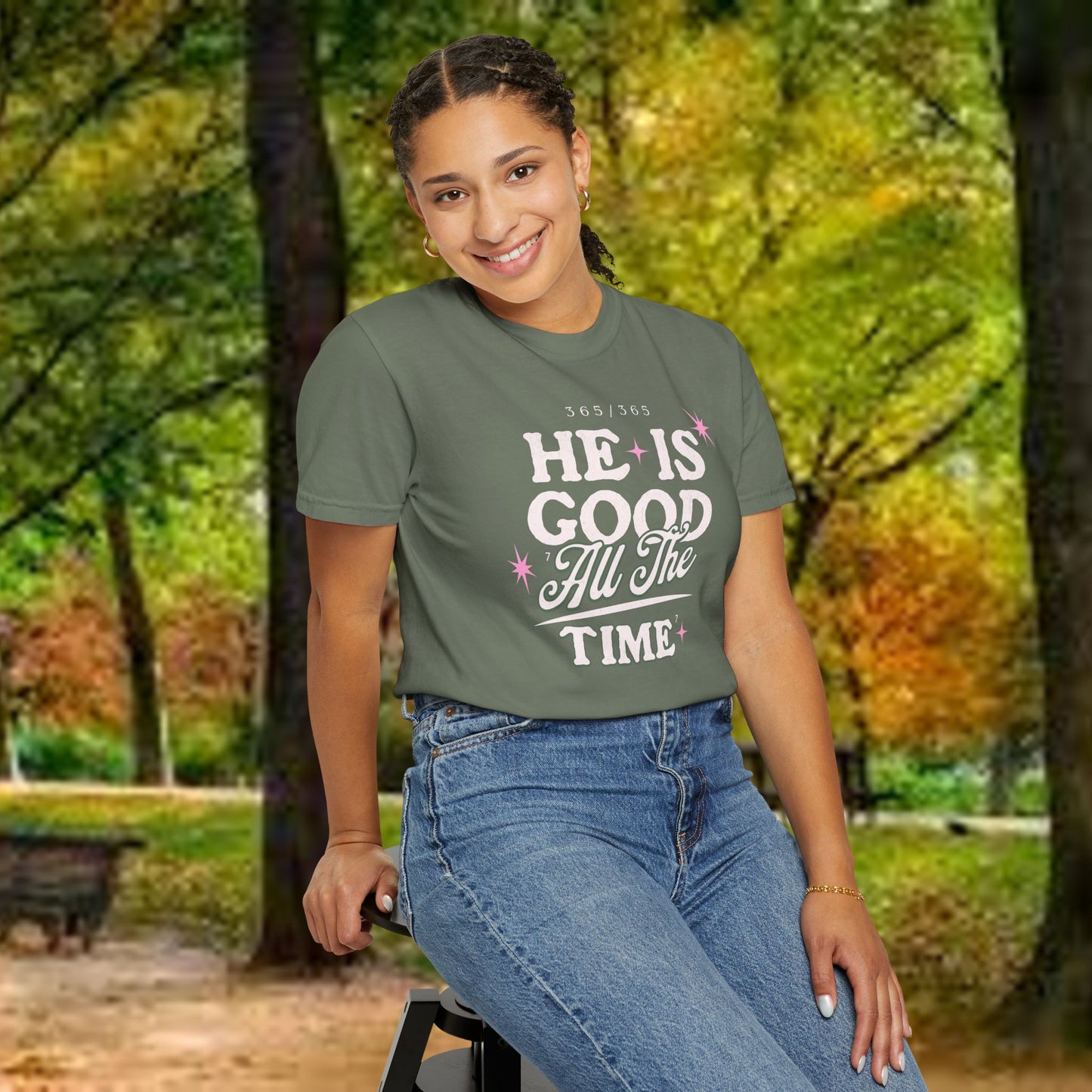 "He Is Good All The Time" Comfort Colors® 1717 Christian Tee
