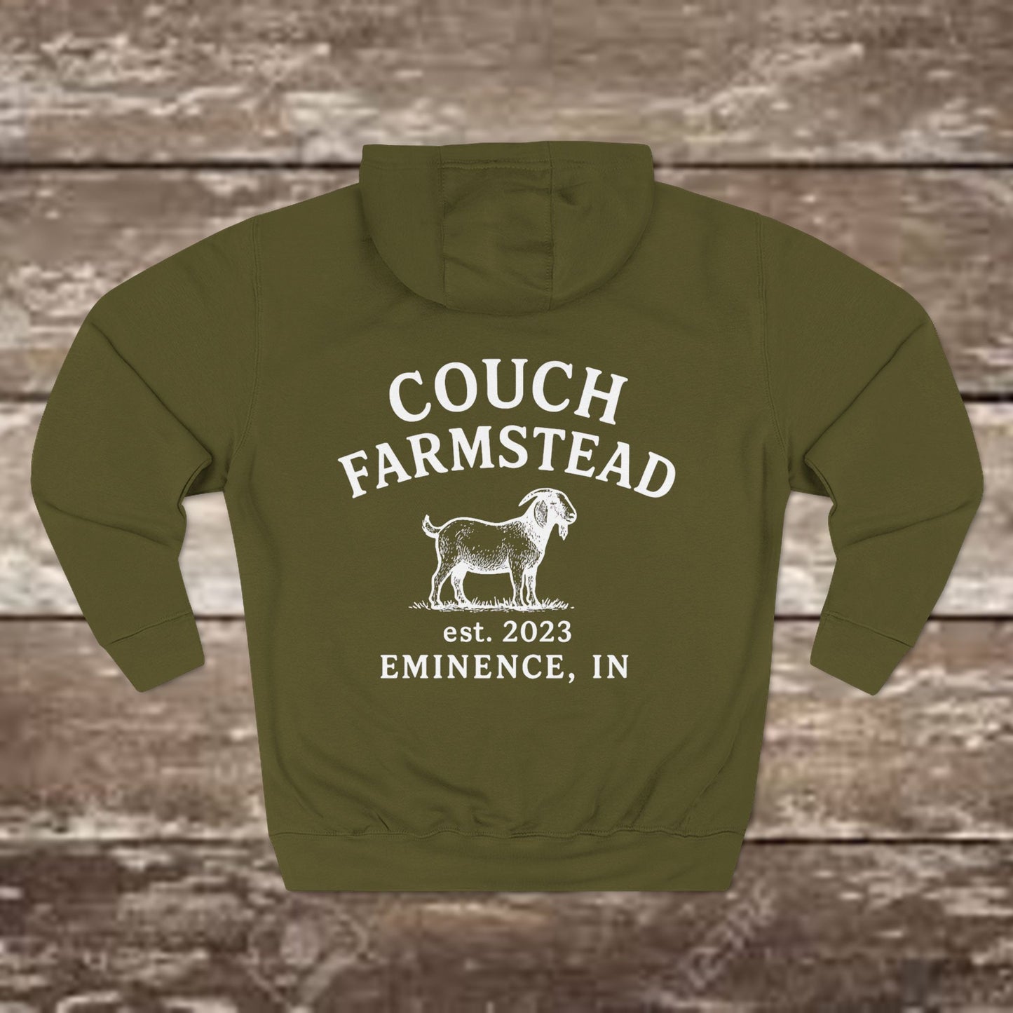 Couch Farmstead Hoodie — Vintage Goat Farm Logo Pullover