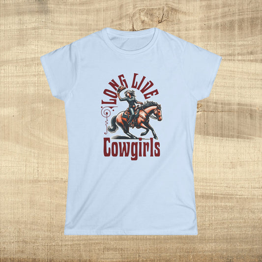 Long Live Cowgirls Women's Softstyle Tee, Western Fashion Shirt, Country Style Tee, Gift for Cowgirl, Rodeo Outfit, Casual Wear