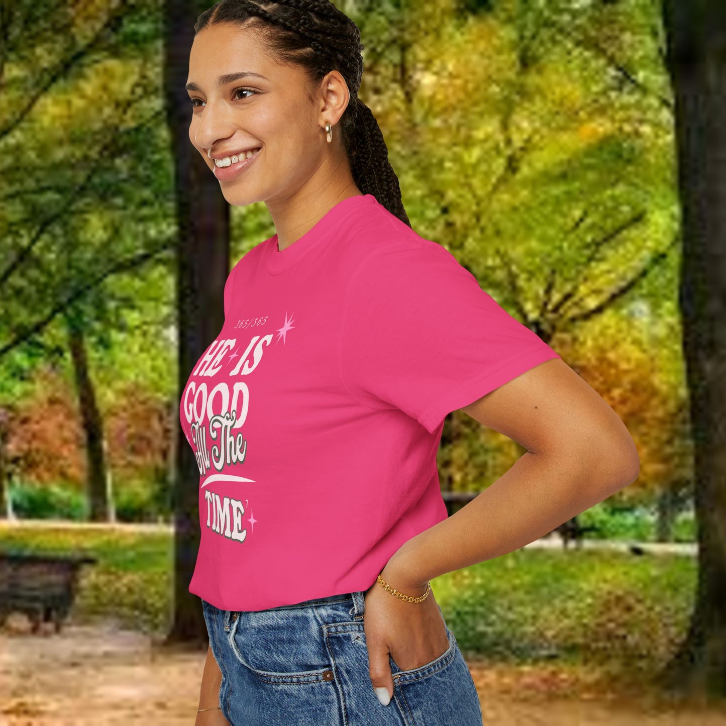 "He Is Good All The Time" Comfort Colors® 1717 Christian Tee