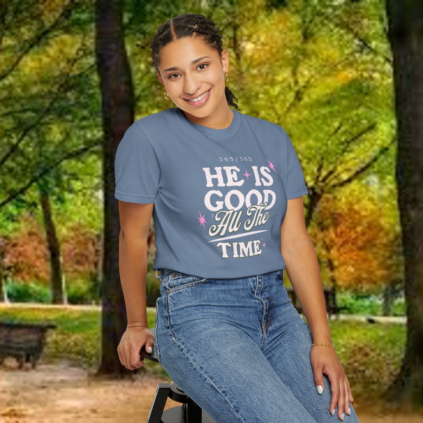 "He Is Good All The Time" Comfort Colors® 1717 Christian Tee