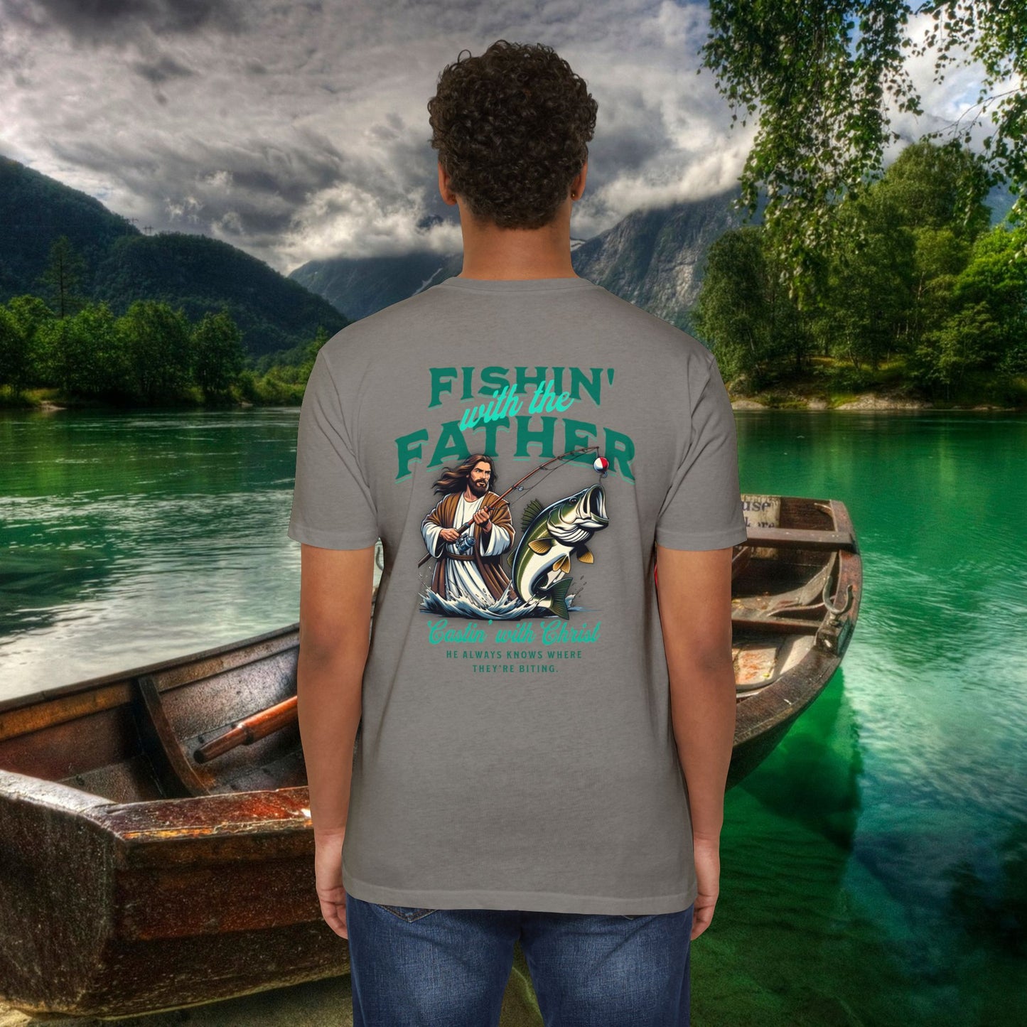 Fishing T-Shirt for Dad, Spiritual Dad Shirt, Father's Day Gift, Christian Fishing Apparel, Summer Outdoor Tee, Casual Graphic Top