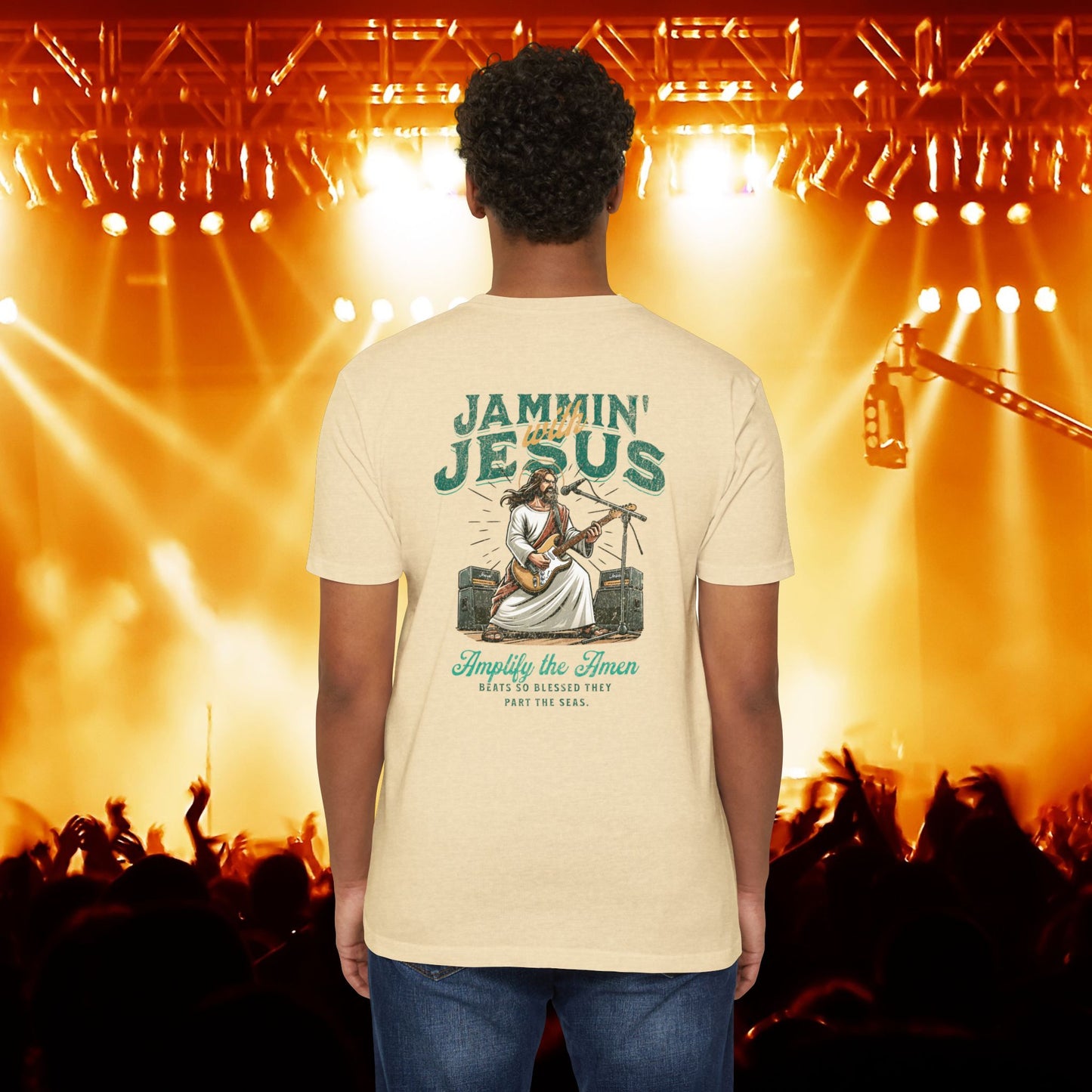 Jammin' Jesus Unisex CVC T-Shirt | Faith-Based Graphic Tee, Music Lover Gift, Casual Wear, Church Outing, Christian Apparel