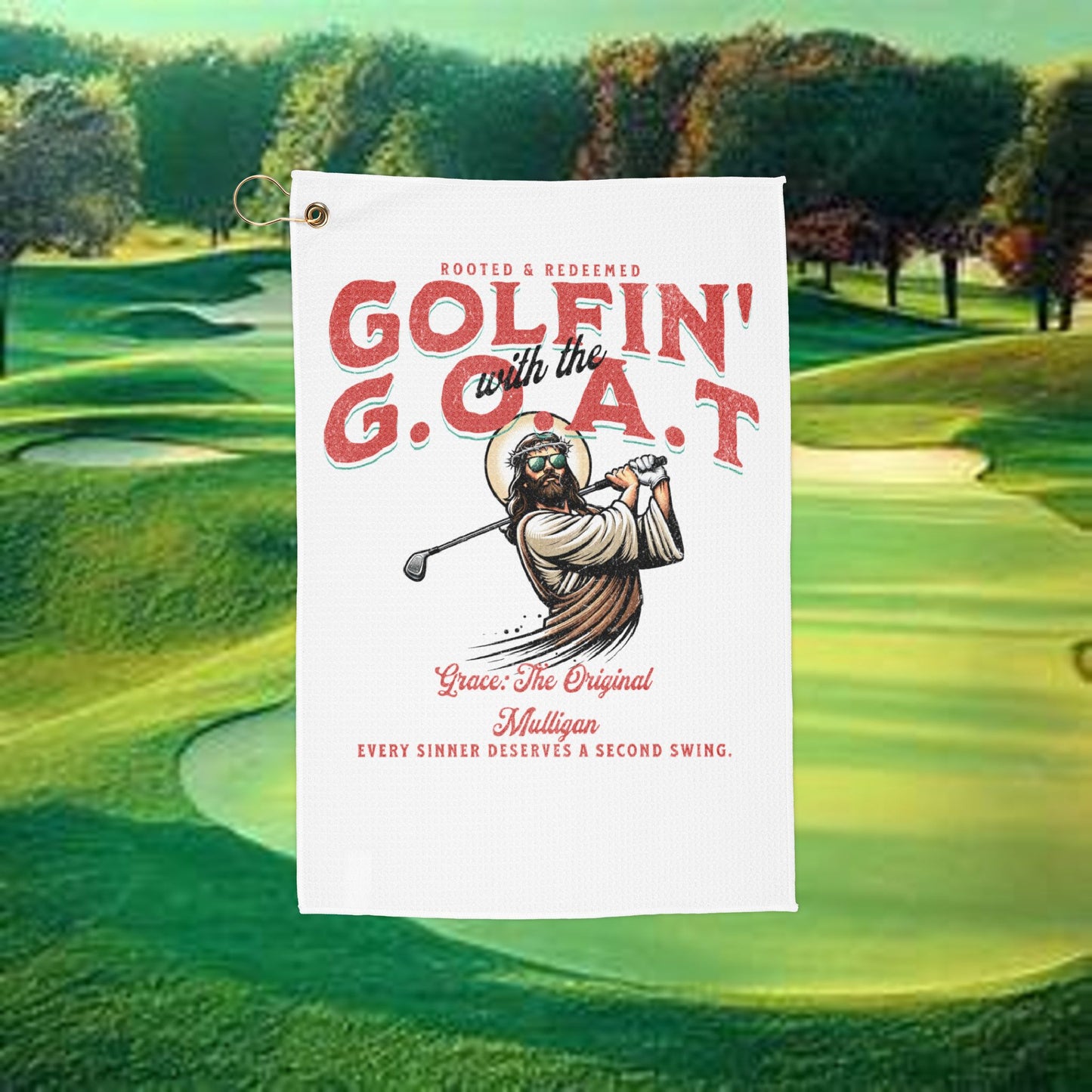 Golf Towel — "Golfin with Jesus" Bag Towel: Wipe Those Sins Clean