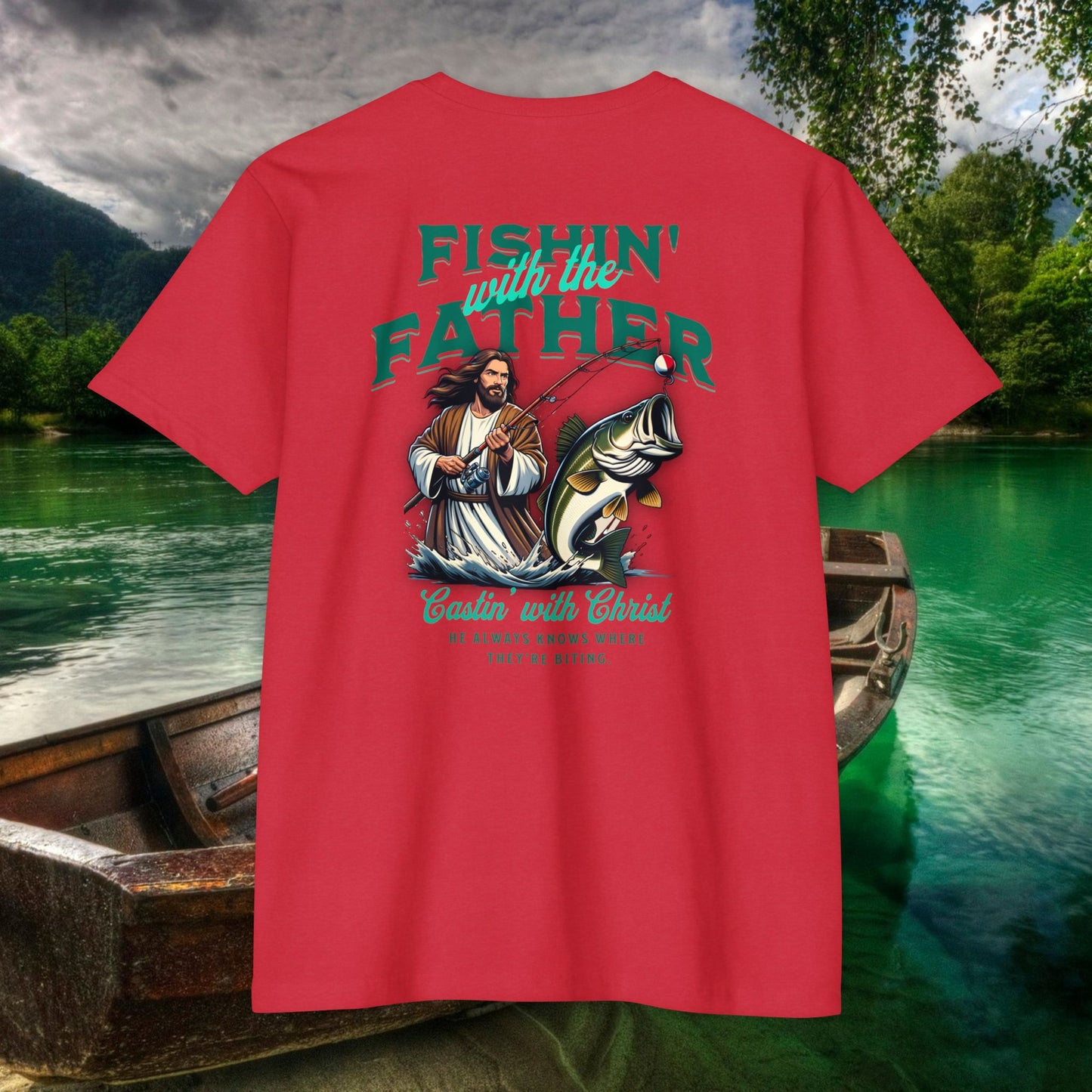 Fishing T-Shirt for Dad, Spiritual Dad Shirt, Father's Day Gift, Christian Fishing Apparel, Summer Outdoor Tee, Casual Graphic Top